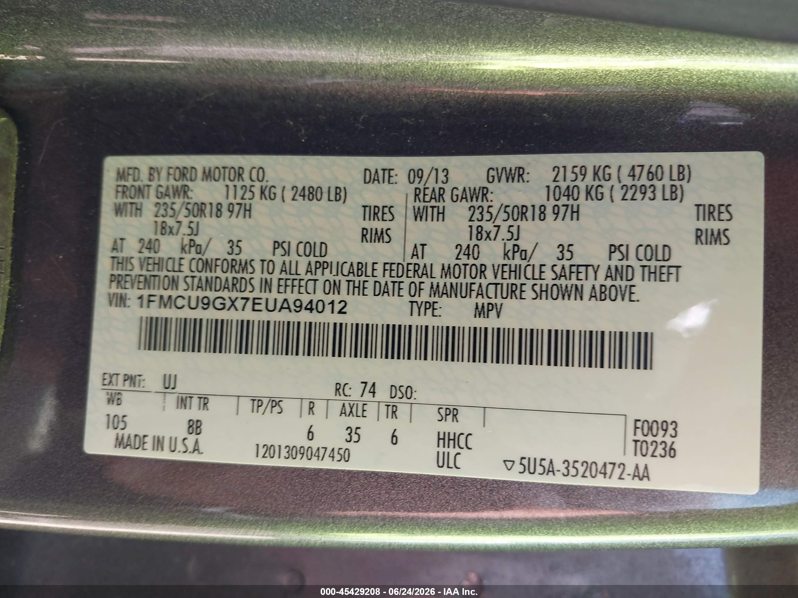 2014 Ford Escape Se Gray vin: 1FMCU9GX7EUA94012