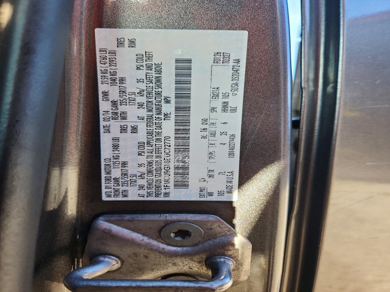 2014 Ford Escape Se Gray vin: 1FMCU9GX8EUC72770