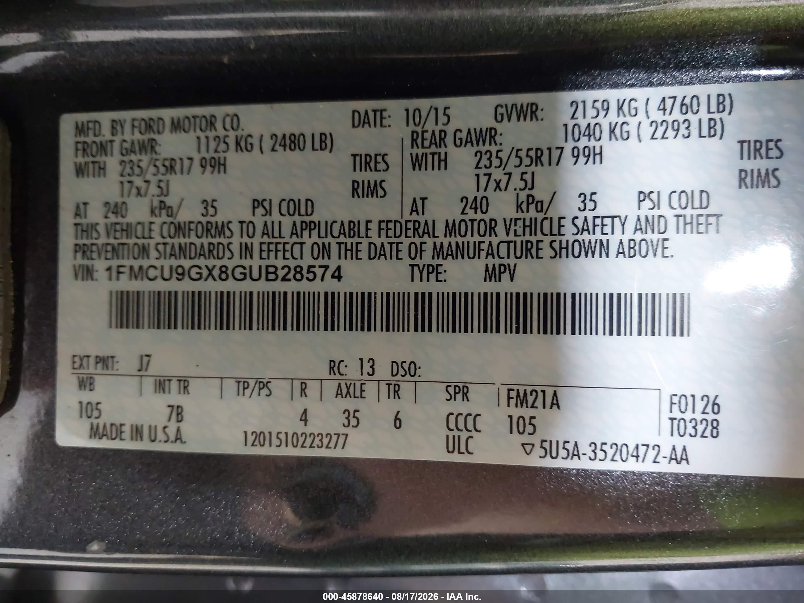 2016 Ford Escape Se Gray vin: 1FMCU9GX8GUB28574