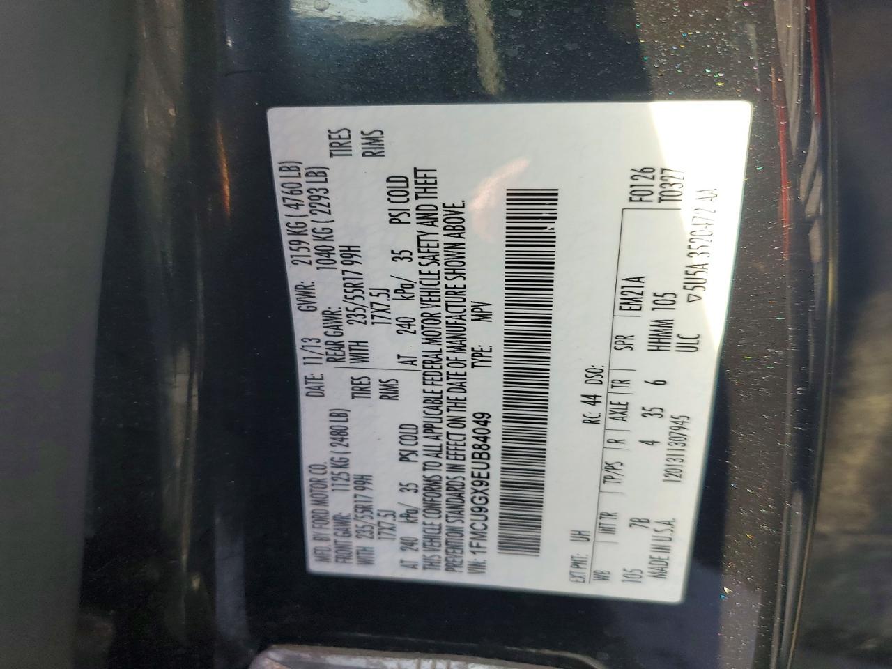 2014 Ford Escape Se Black vin: 1FMCU9GX9EUB84049