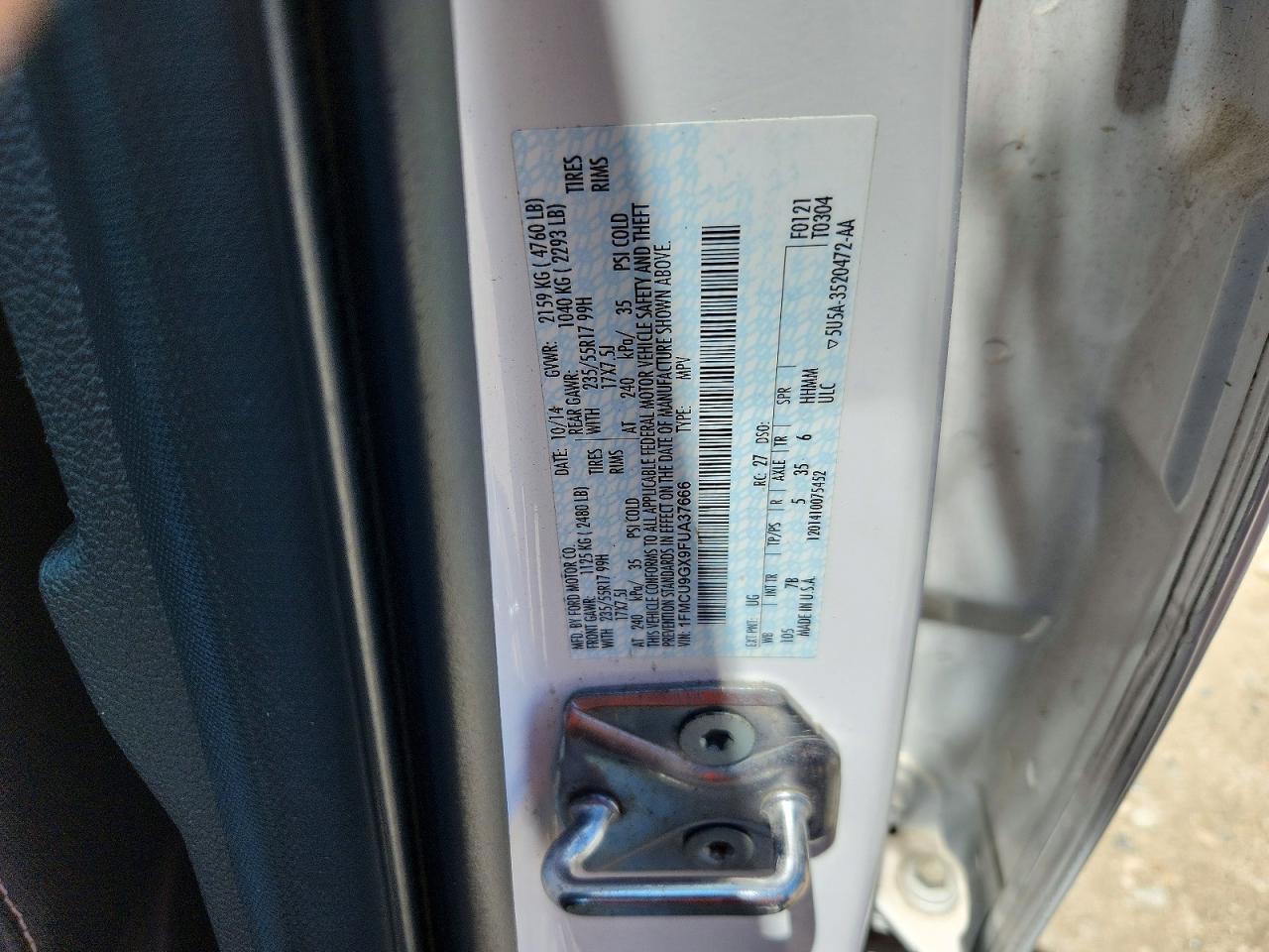 2015 Ford Escape Silver vin: 1FMCU9GX9FUA37666