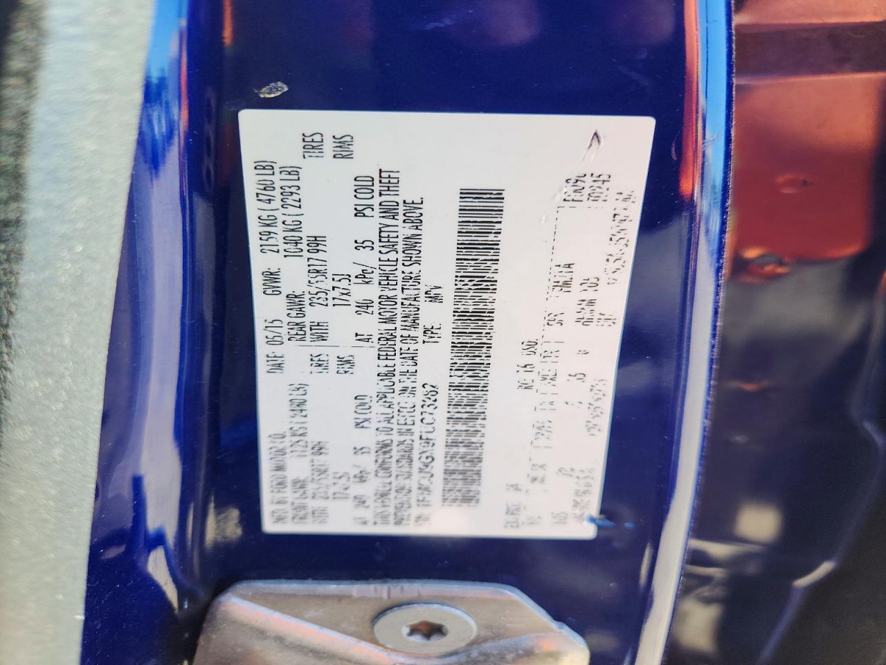2015 Ford Escape Se Blue vin: 1FMCU9GX9FUC73282