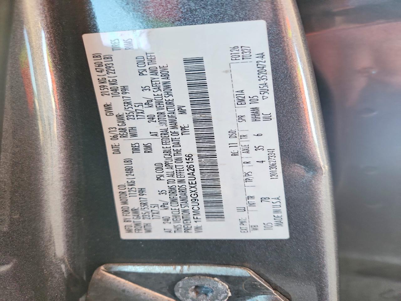 2014 Ford Escape Se Gray vin: 1FMCU9GXXEUA26156