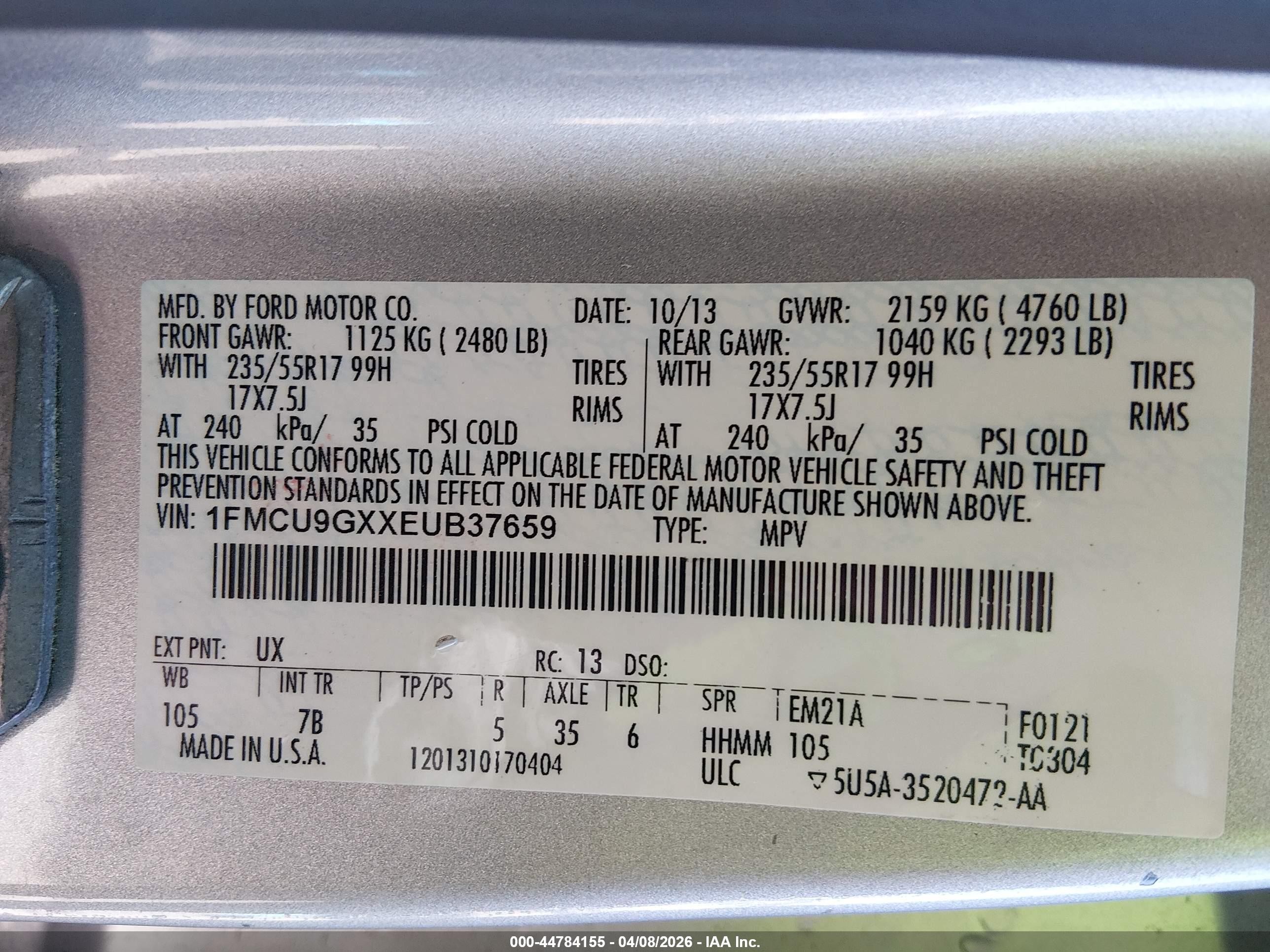 2014 Ford Escape Se Серебряный vin: 1FMCU9GXXEUB37659
