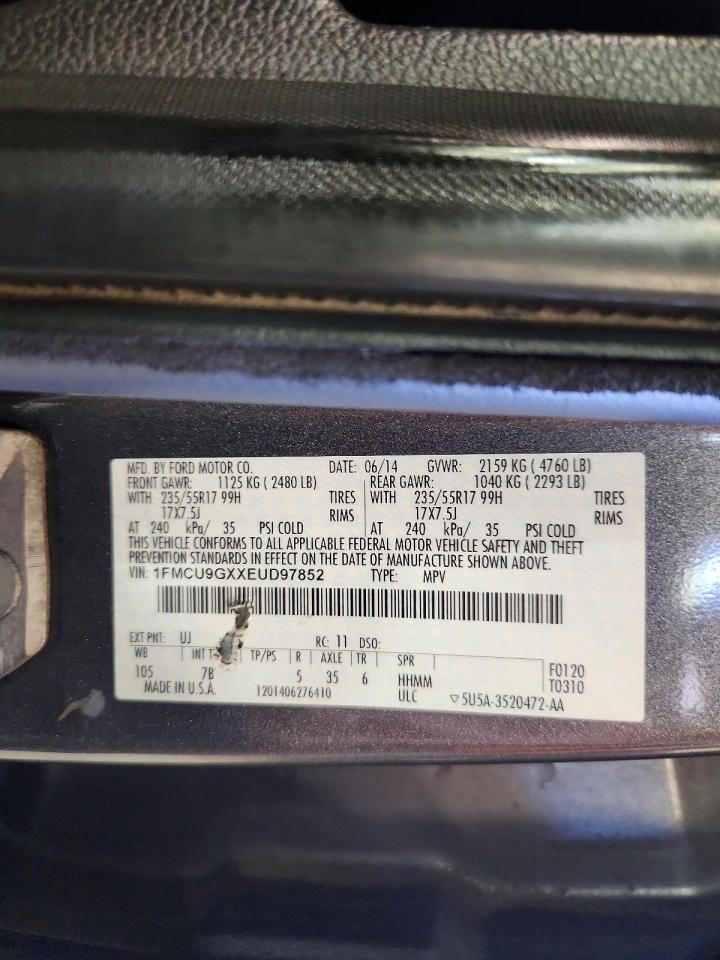 2014 Ford Escape Se Gray vin: 1FMCU9GXXEUD97852