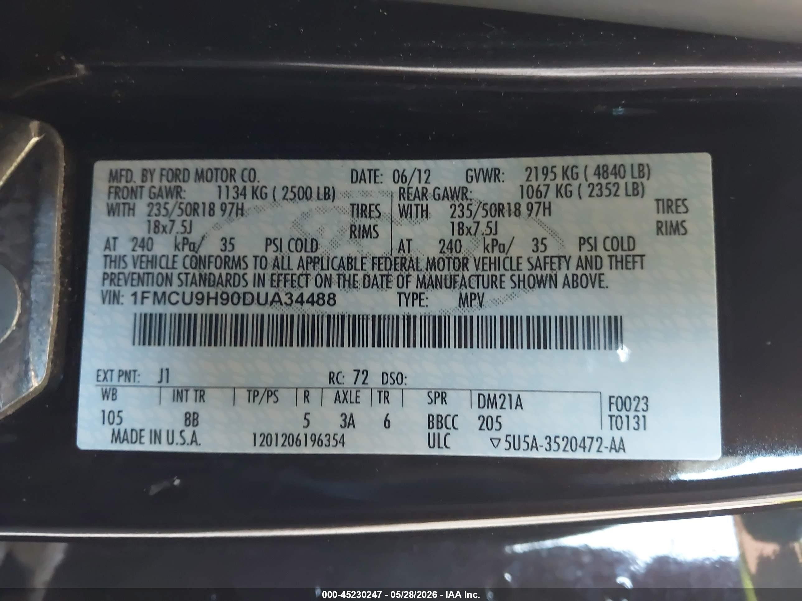 2013 Ford Escape Sel Black vin: 1FMCU9H90DUA34488