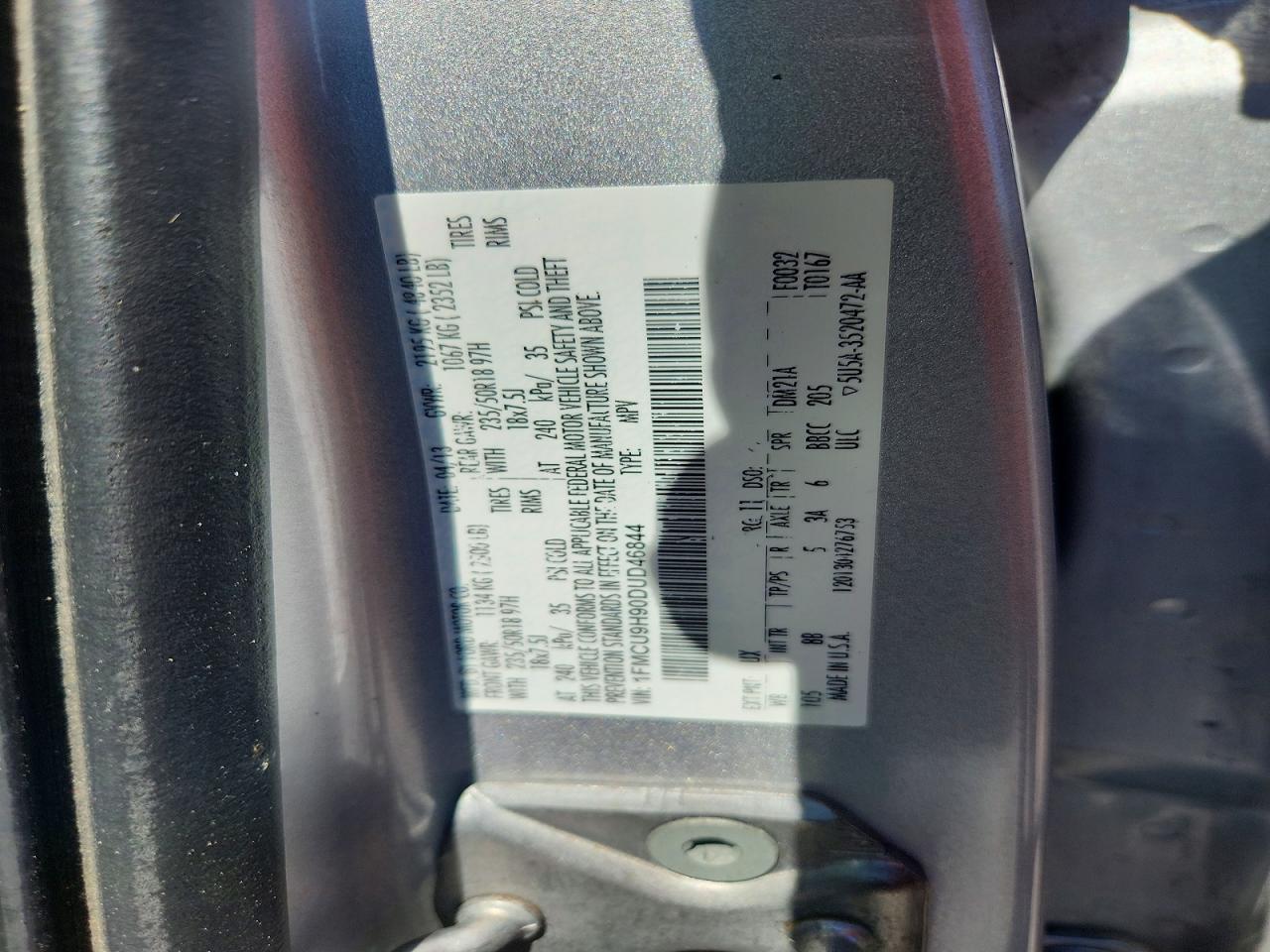 2013 Ford Escape Sel Silver vin: 1FMCU9H90DUD46844