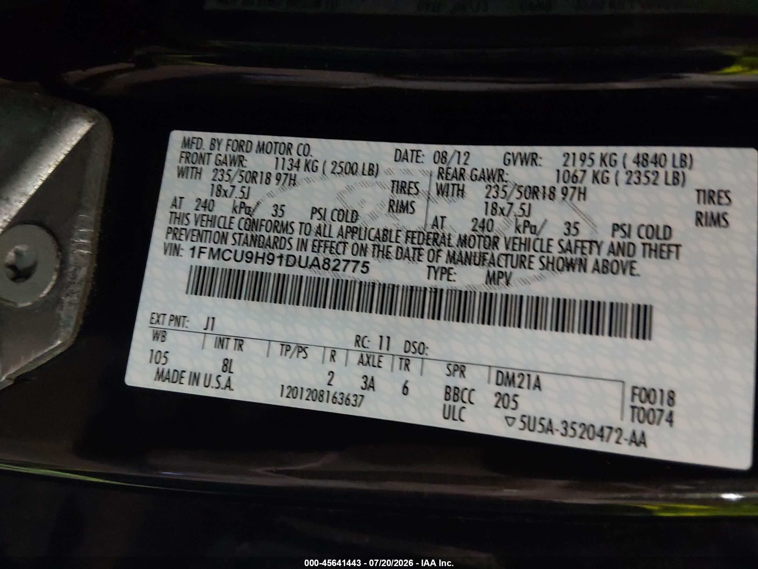 2013 Ford Escape Sel Черный vin: 1FMCU9H91DUA82775
