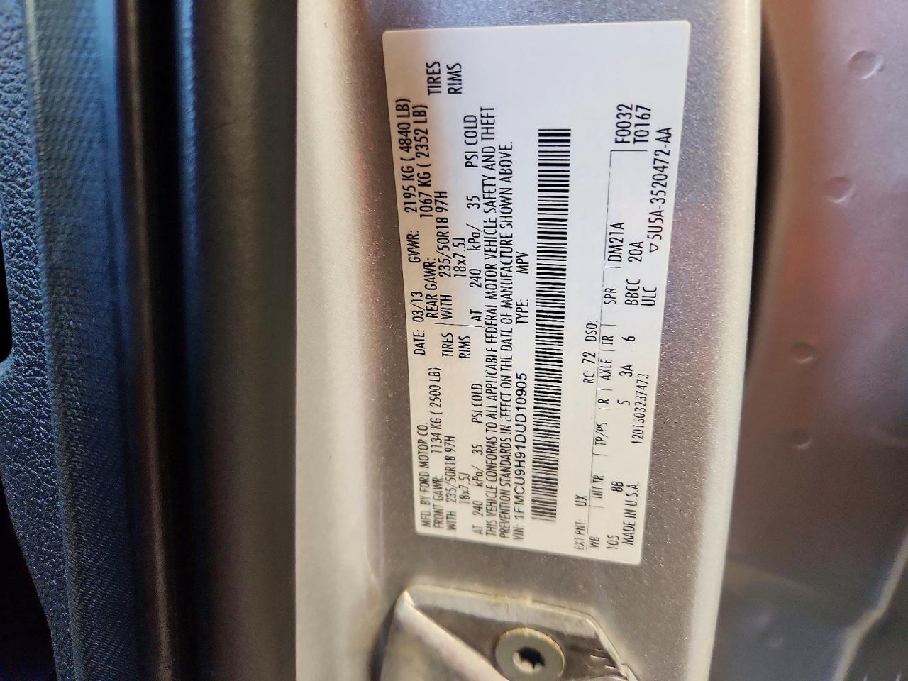 2013 Ford Escape Sel Silver vin: 1FMCU9H91DUD10905