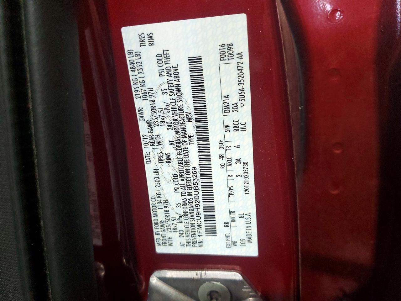 2013 Ford Escape Sel Red vin: 1FMCU9H92DUB53269