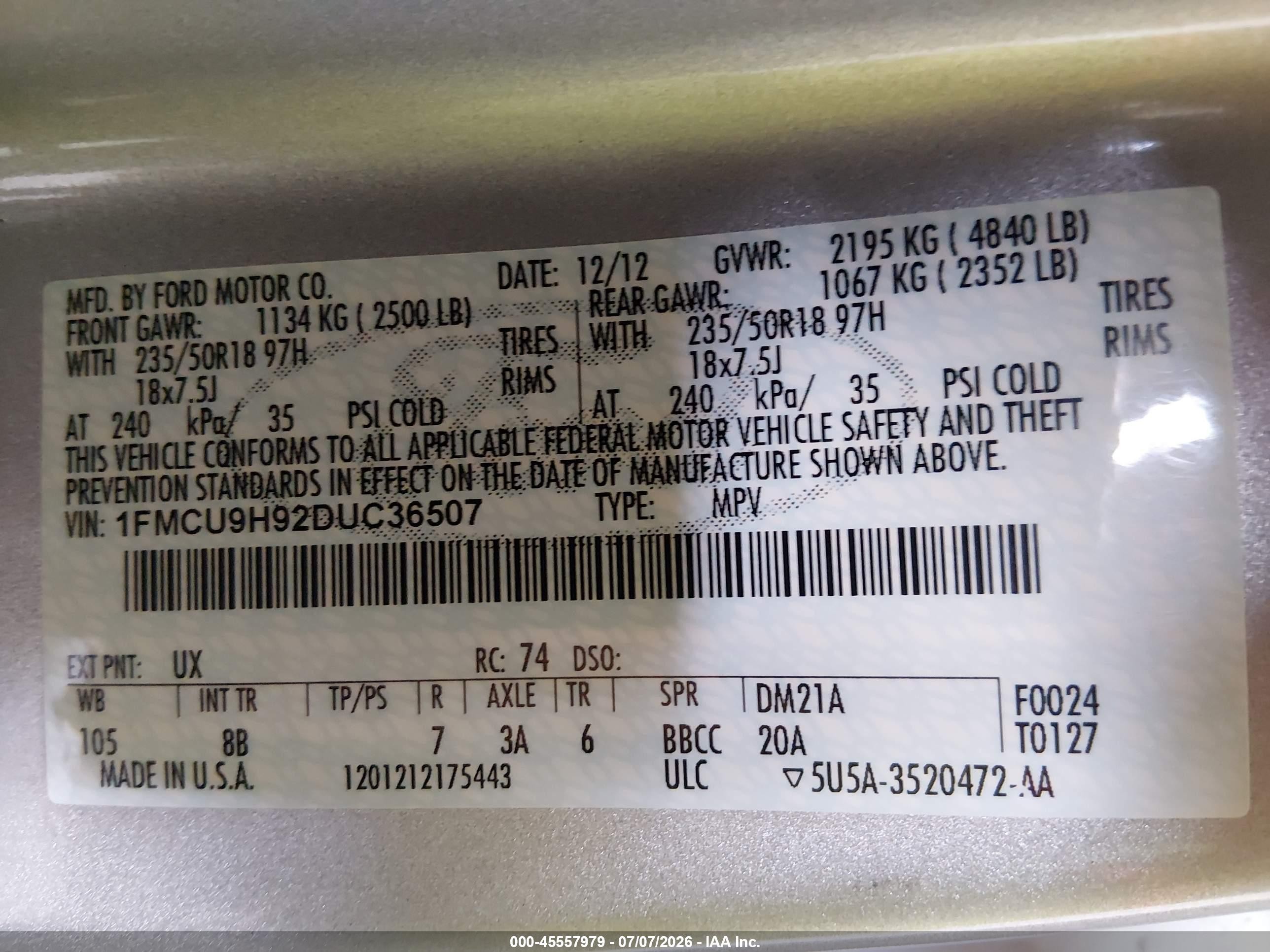 2013 Ford Escape Sel Silver vin: 1FMCU9H92DUC36507