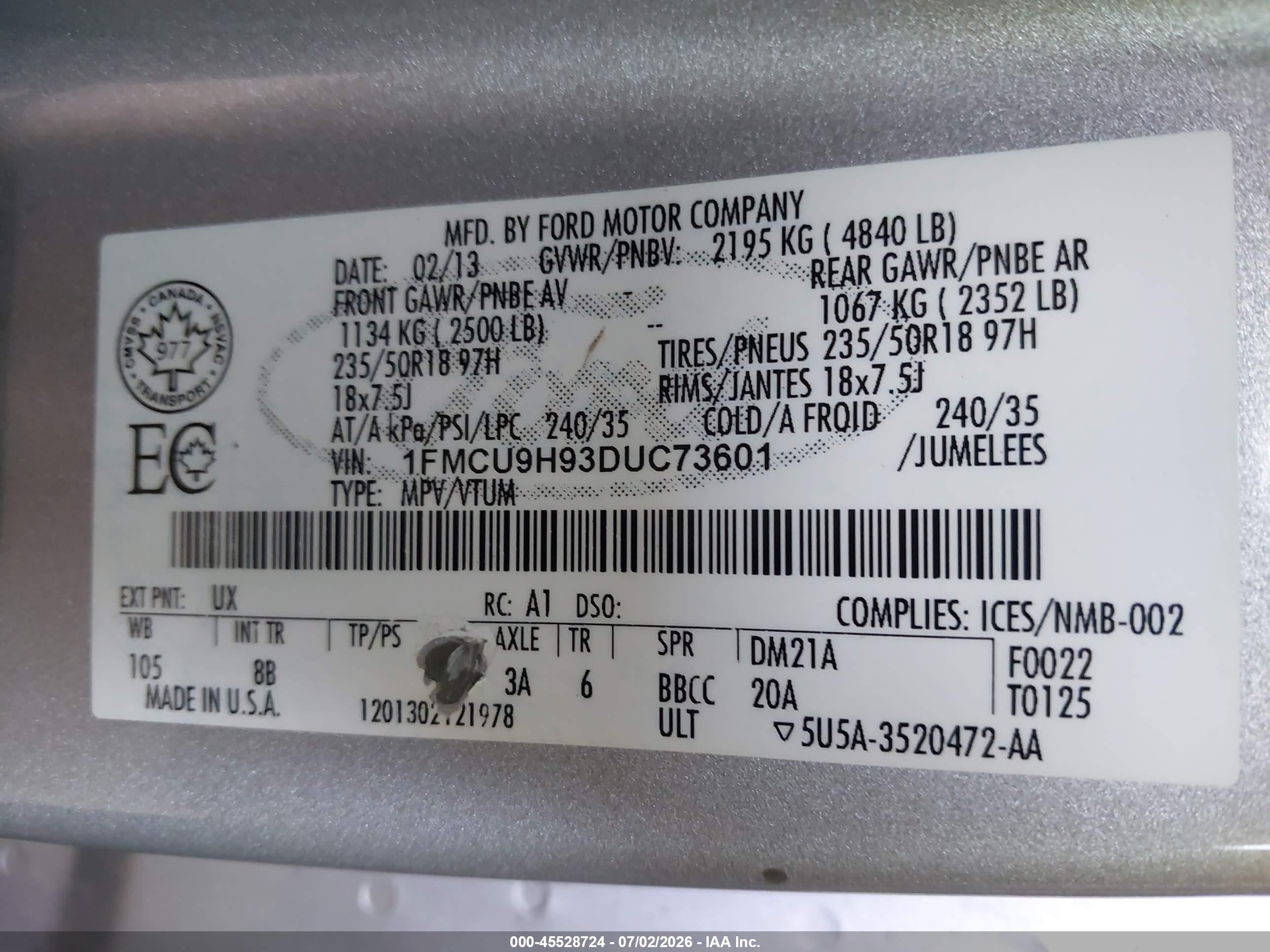 2013 Ford Escape Sel Silver vin: 1FMCU9H93DUC73601