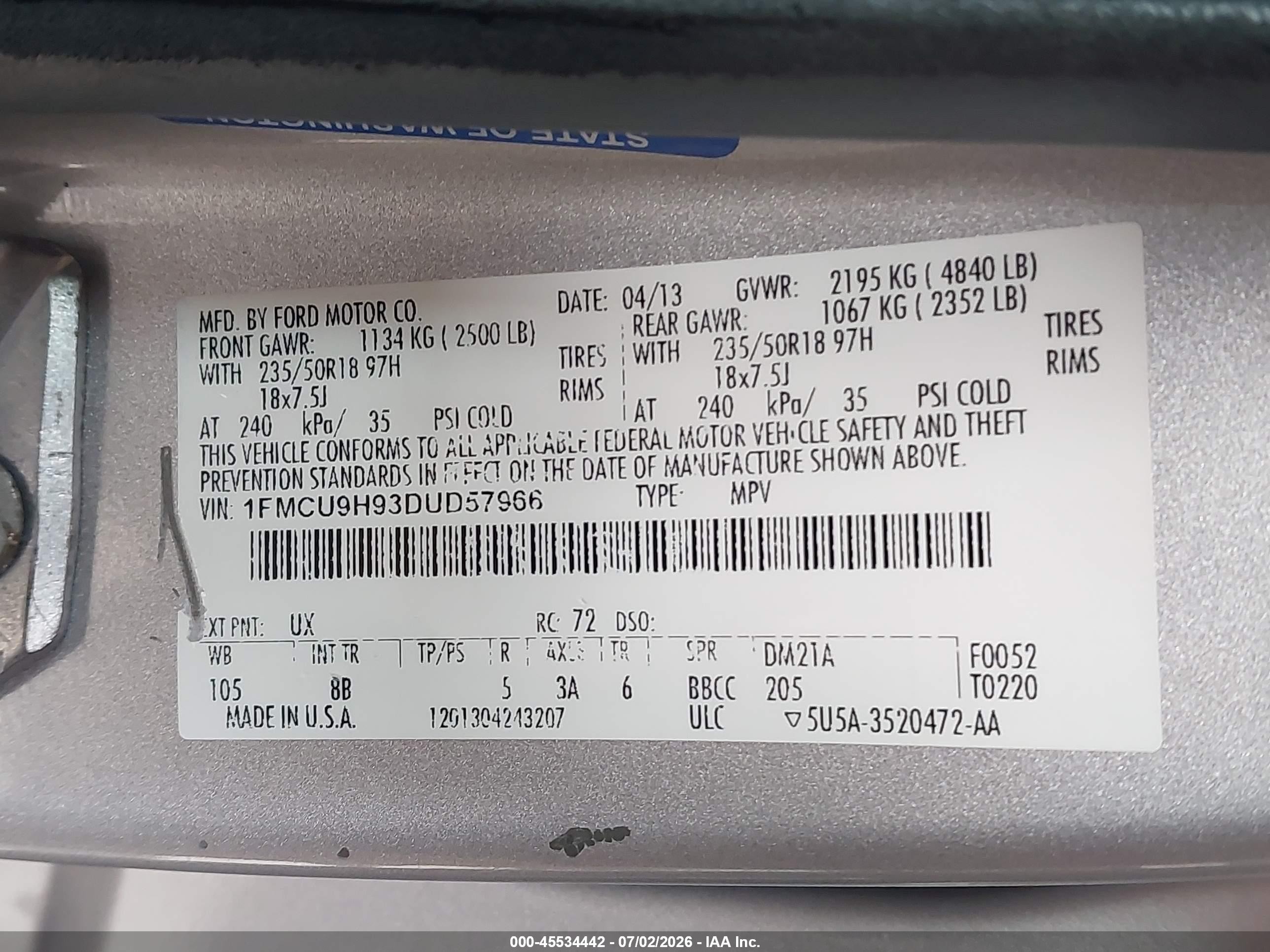 2013 Ford Escape Sel Silver vin: 1FMCU9H93DUD57966