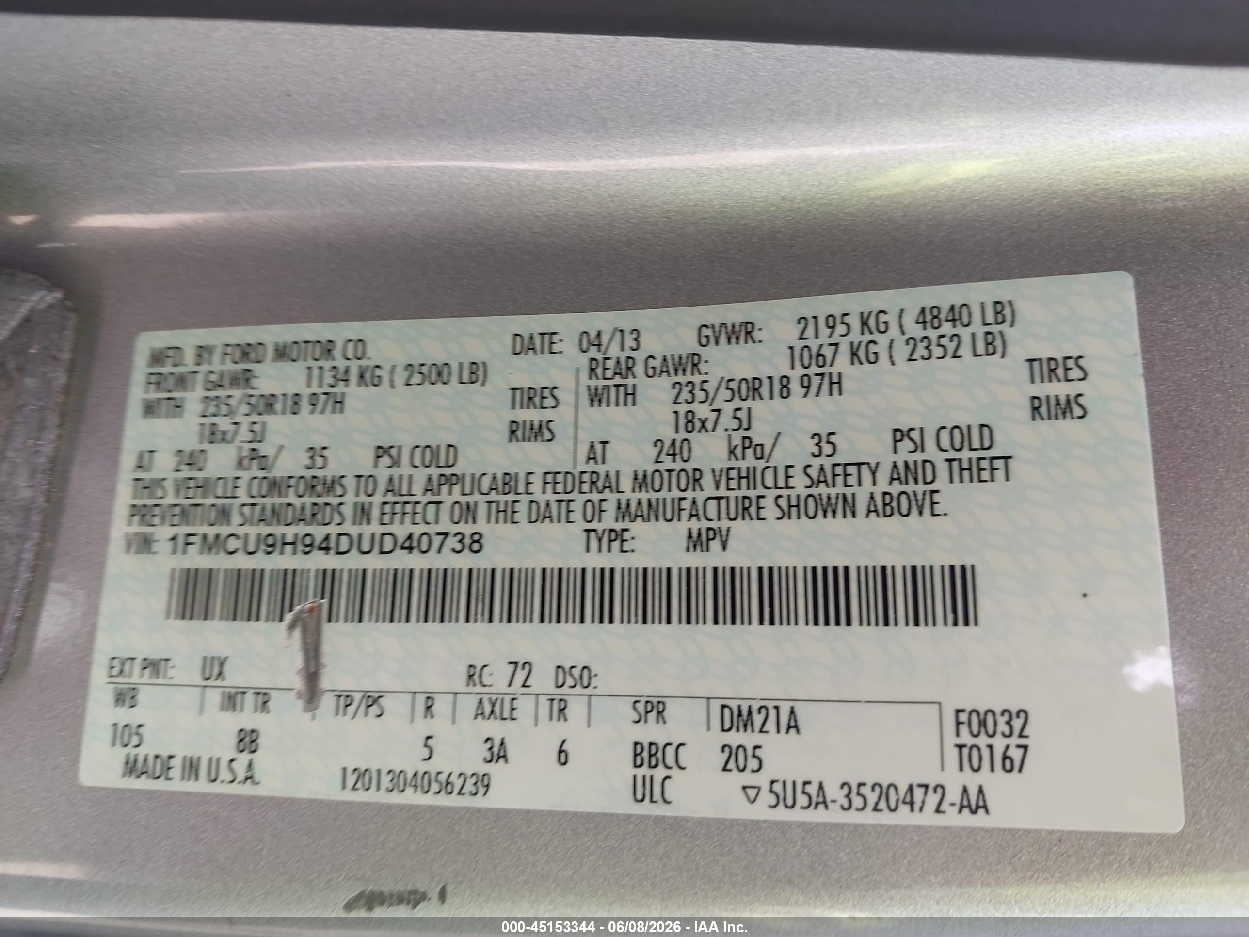 2013 Ford Escape Sel Silver vin: 1FMCU9H94DUD40738