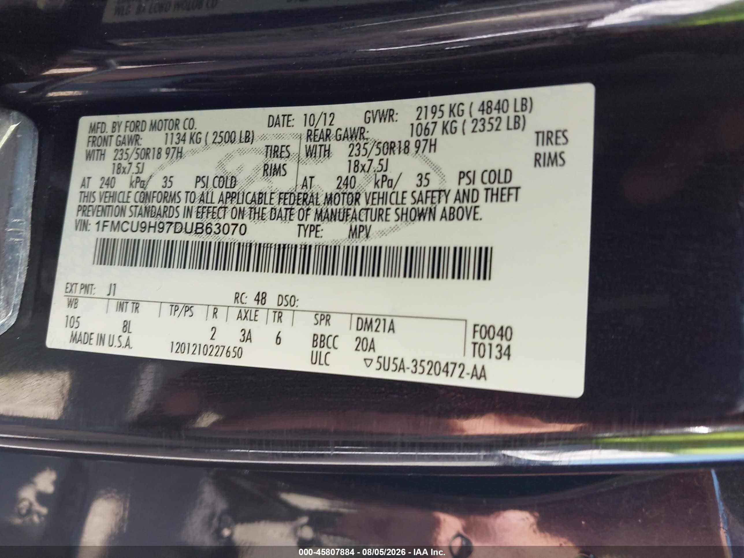2013 Ford Escape Sel Black vin: 1FMCU9H97DUB63070