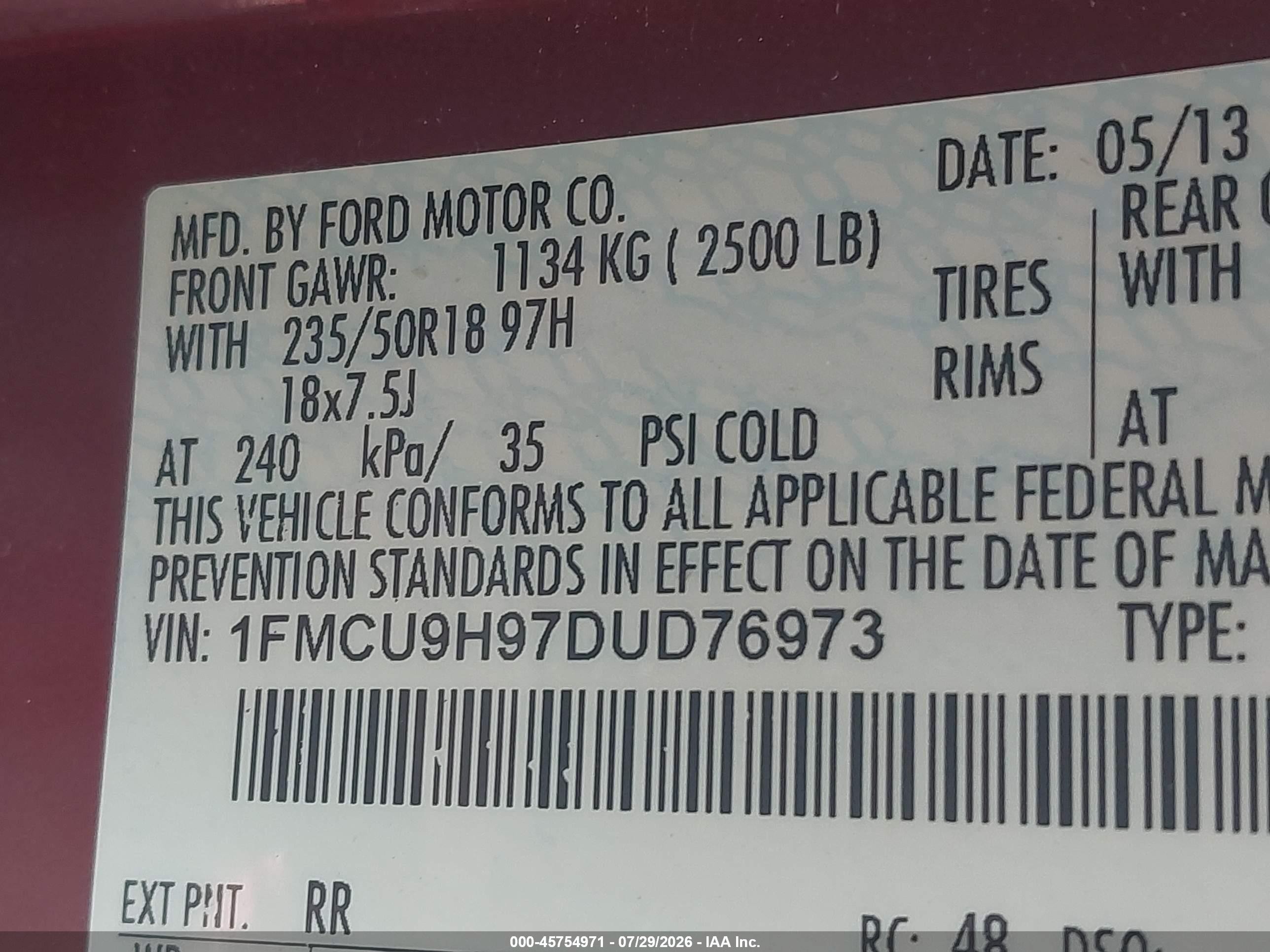 2013 Ford Escape Sel Red vin: 1FMCU9H97DUD76973