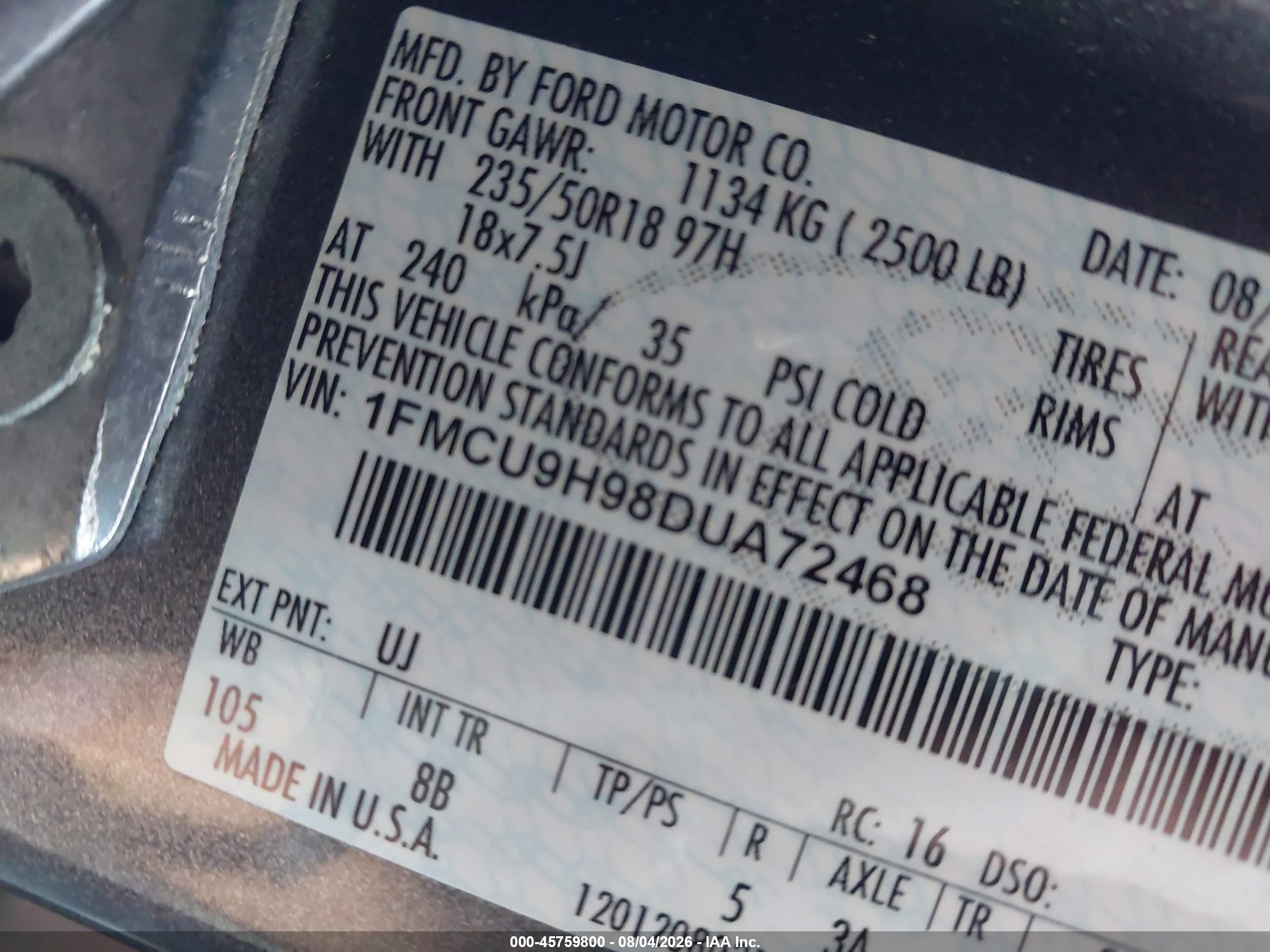 2013 Ford Escape Sel Gray vin: 1FMCU9H98DUA72468