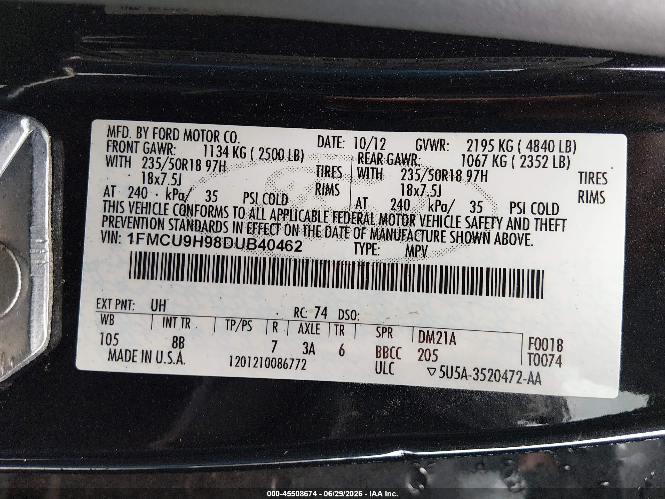 2013 Ford Escape Sel Black vin: 1FMCU9H98DUB40462