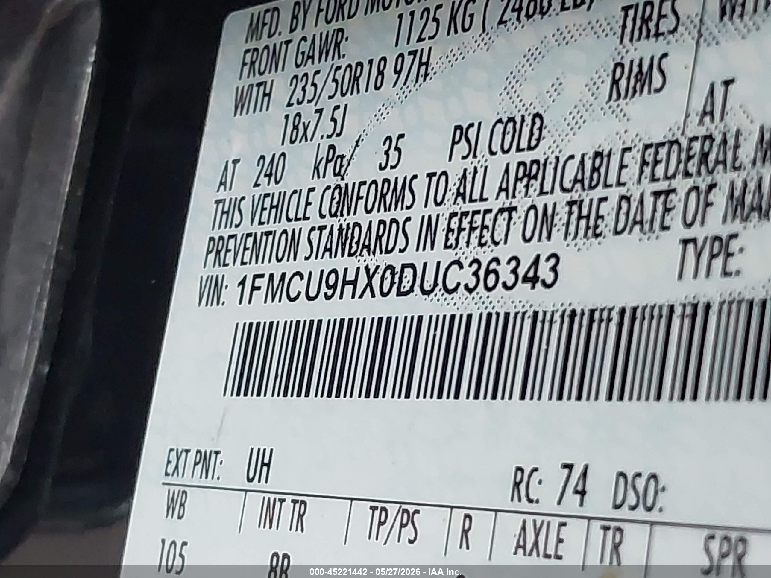 2013 Ford Escape Sel Black vin: 1FMCU9HX0DUC36343