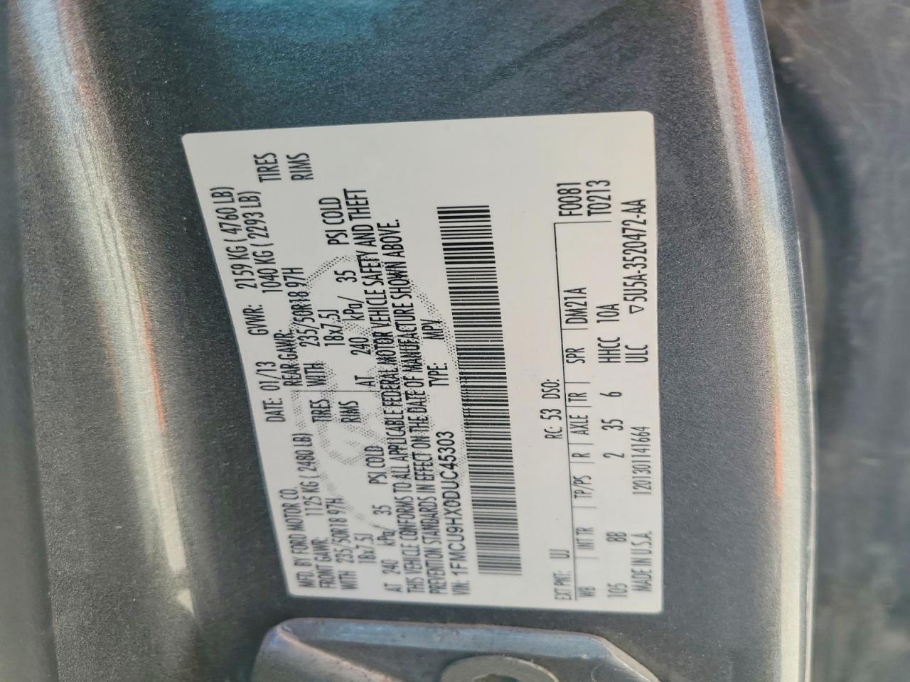 2013 Ford Escape Sel Черный vin: 1FMCU9HX0DUC45303