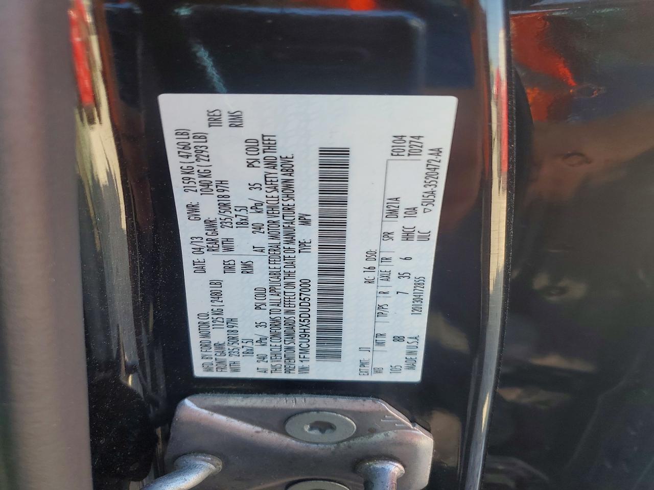 2013 Ford Escape Sel Black vin: 1FMCU9HX5DUD57000