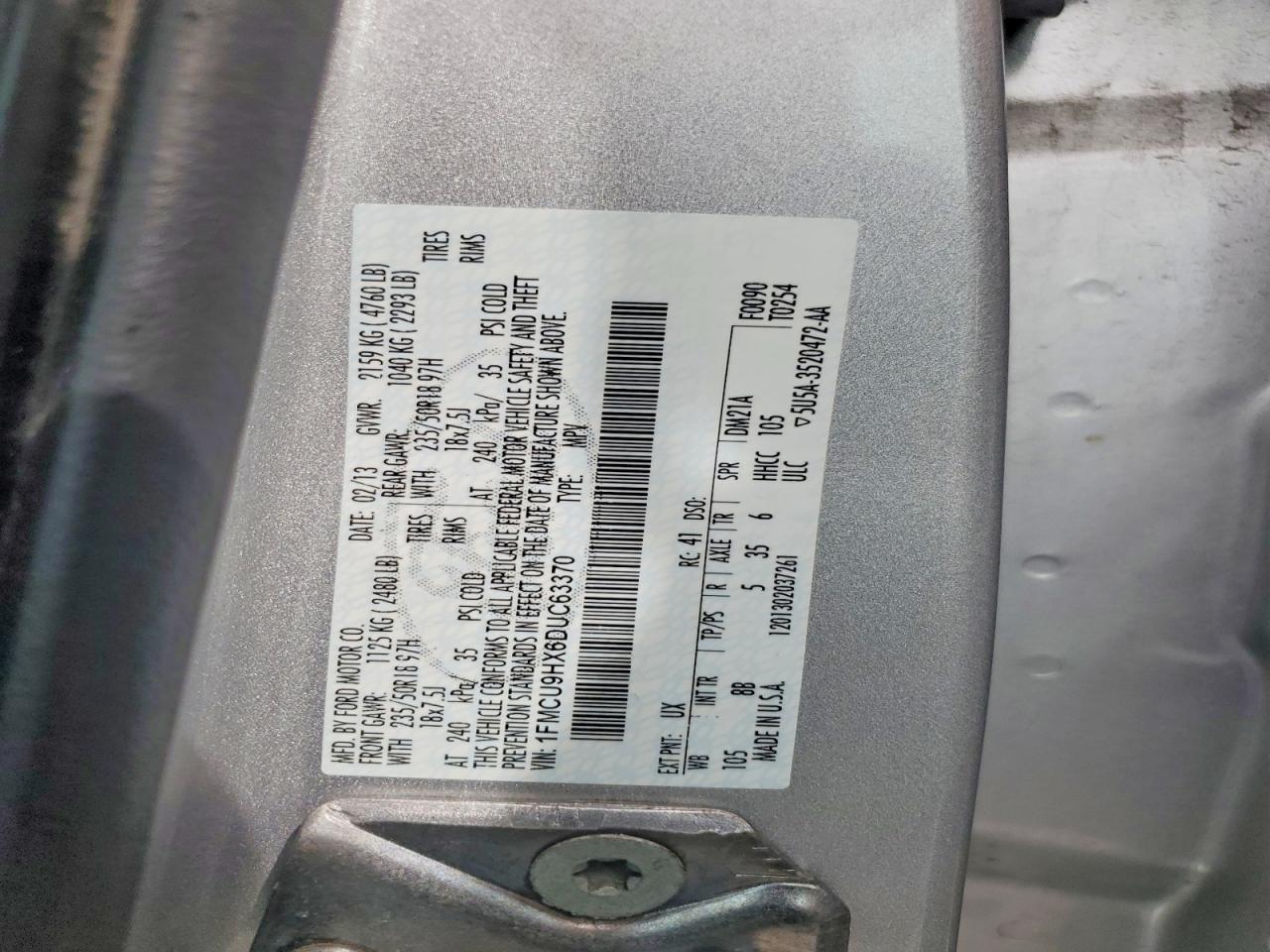 2013 Ford Escape Sel Silver vin: 1FMCU9HX6DUC63370