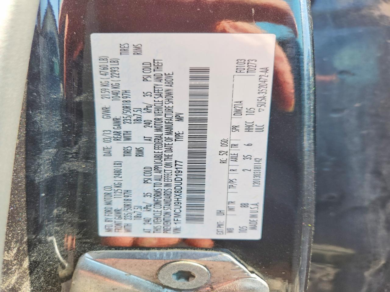 2013 Ford Escape Sel Черный vin: 1FMCU9HX8DUD19177