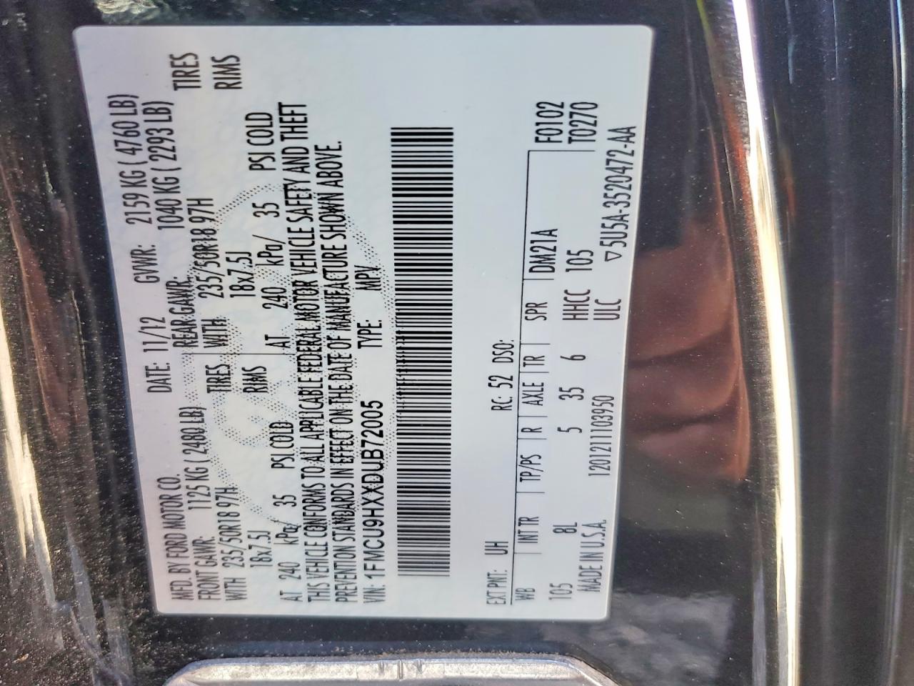2013 Ford Escape Sel Black vin: 1FMCU9HXXDUB72005