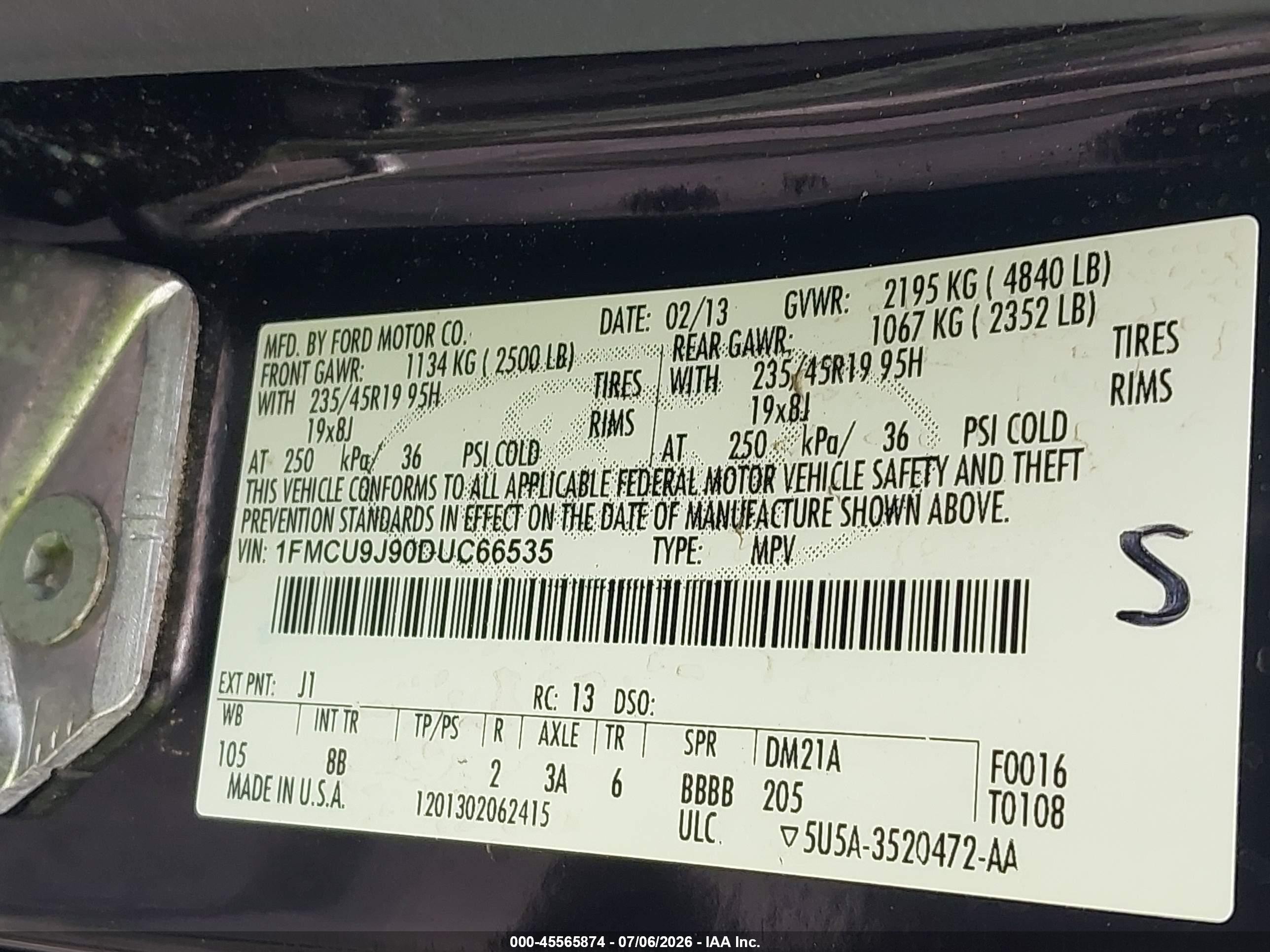 2013 Ford Escape Titanium Dark Brown vin: 1FMCU9J90DUC66535