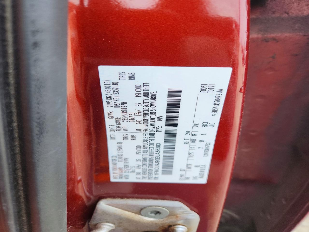 2014 Ford Escape Titanium Red vin: 1FMCU9J90EUA56583
