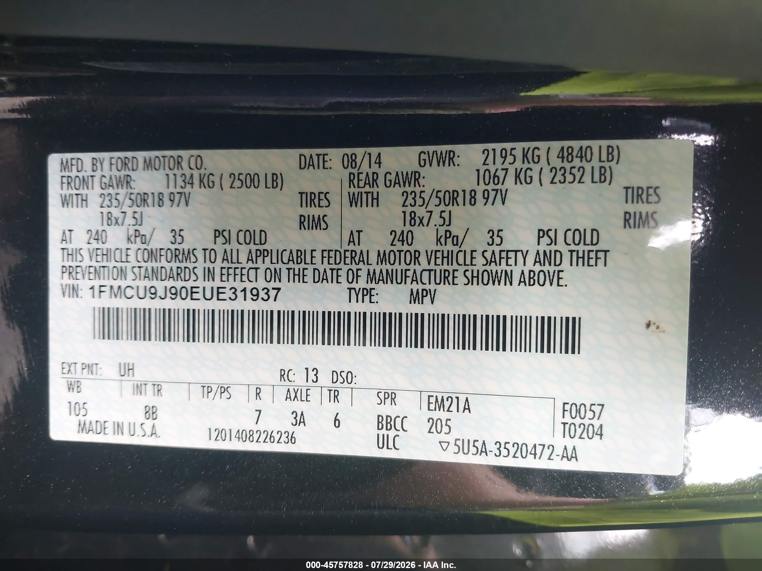 2014 Ford Escape Titanium Black vin: 1FMCU9J90EUE31937