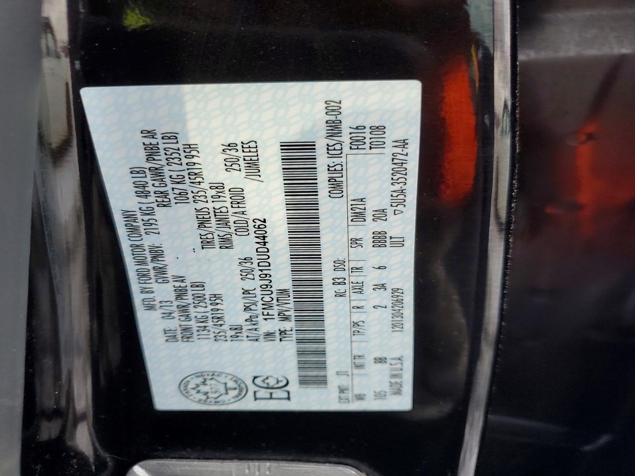 2013 Ford Escape Titanium Black vin: 1FMCU9J91DUD44062