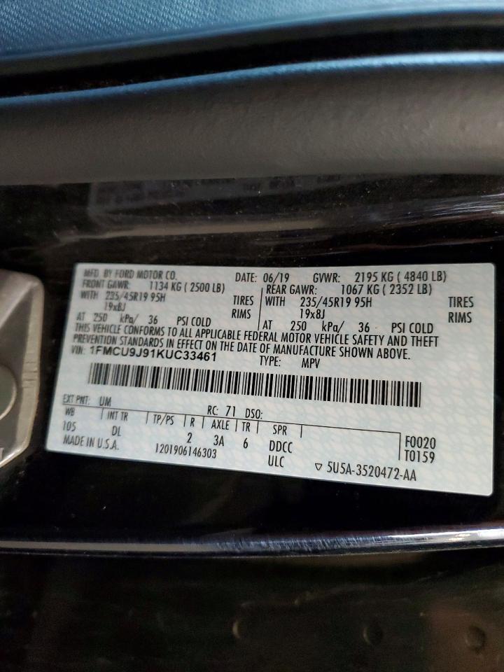 2019 Ford Escape Titanium Black vin: 1FMCU9J91KUC33461