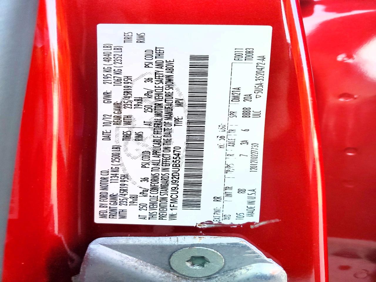 2013 Ford Escape Titanium Red vin: 1FMCU9J92DUB55470