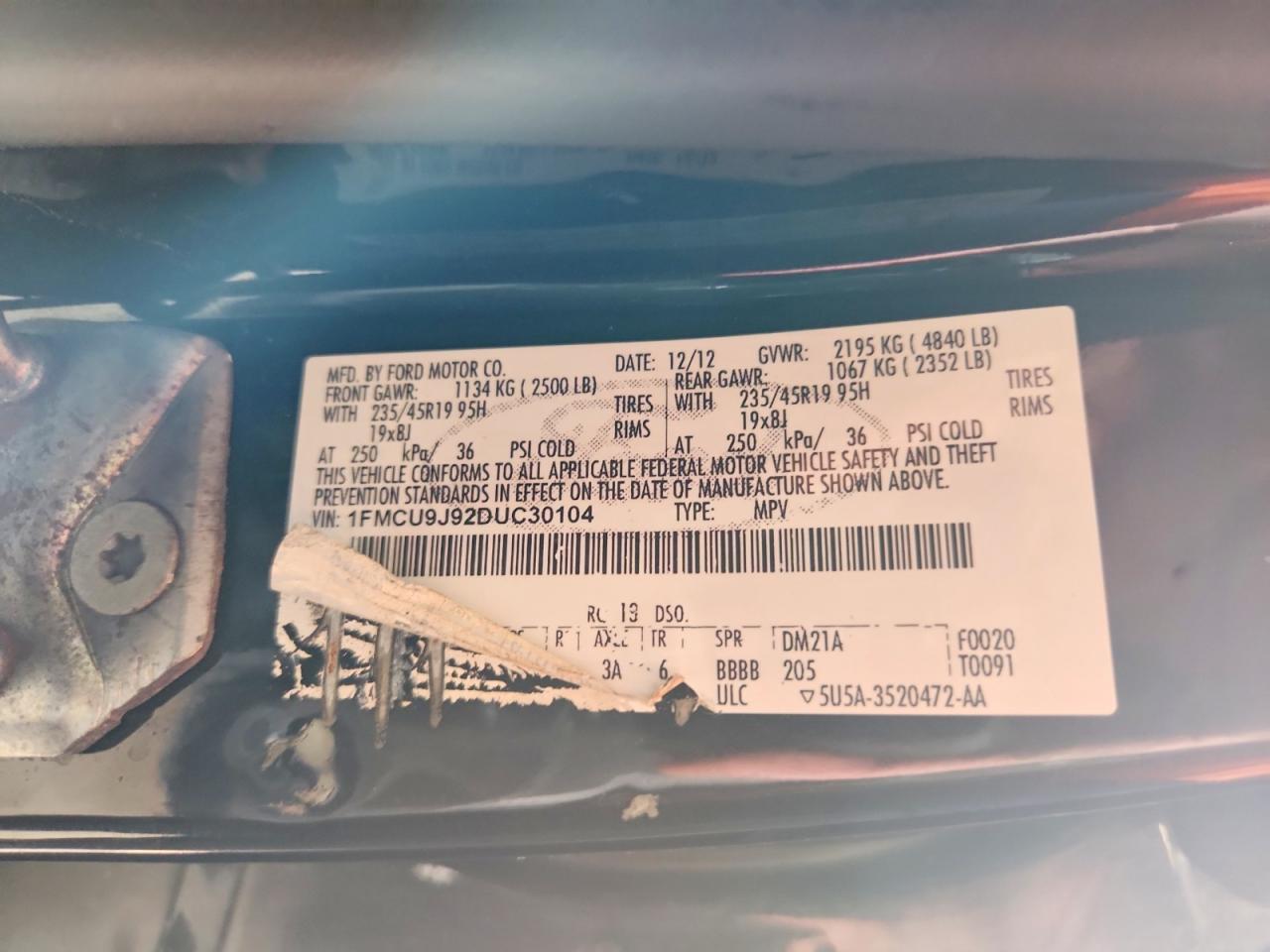 2013 Ford Escape Titanium Black vin: 1FMCU9J92DUC30104