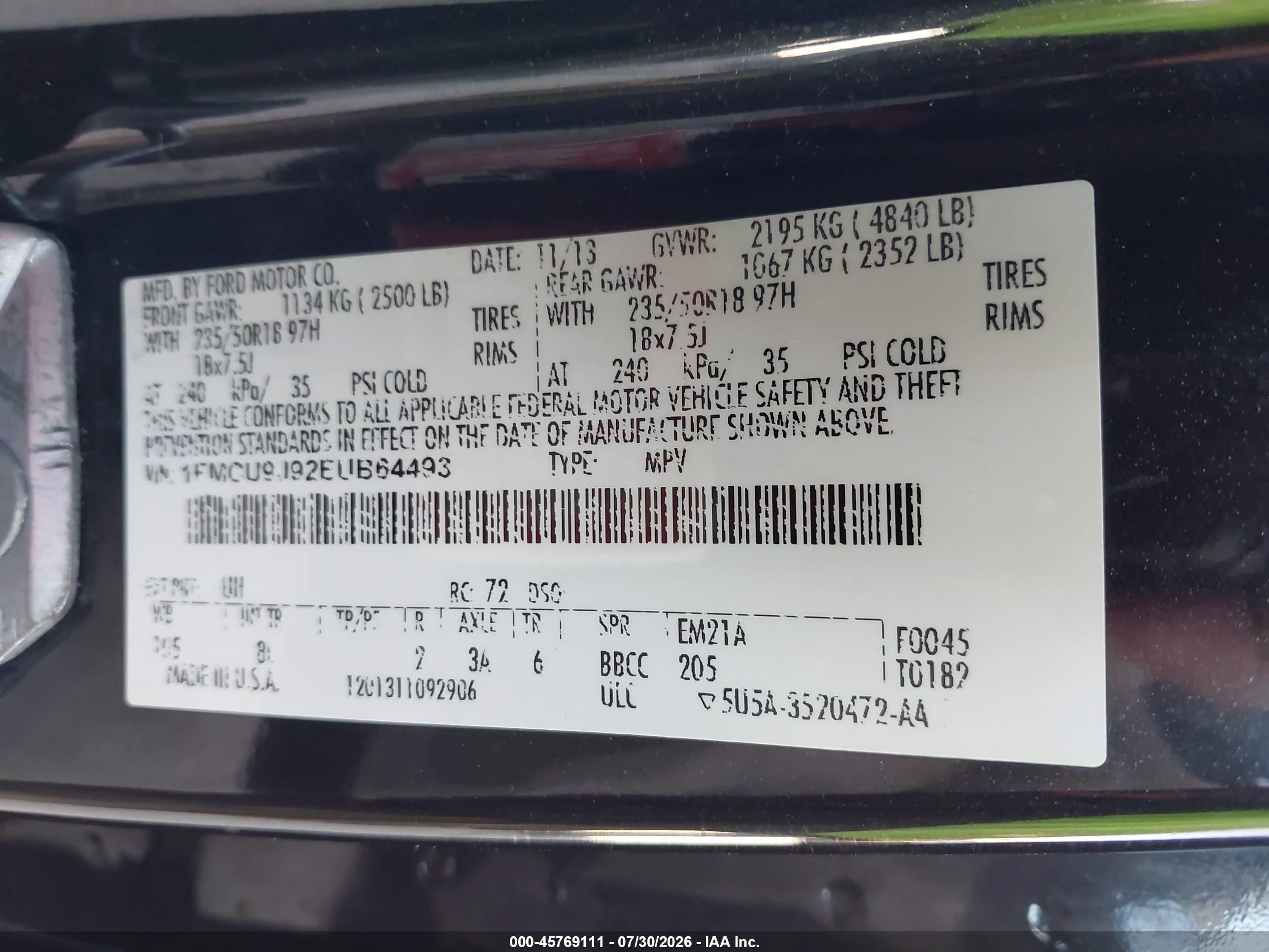2014 Ford Escape Titanium Black vin: 1FMCU9J92EUB64493