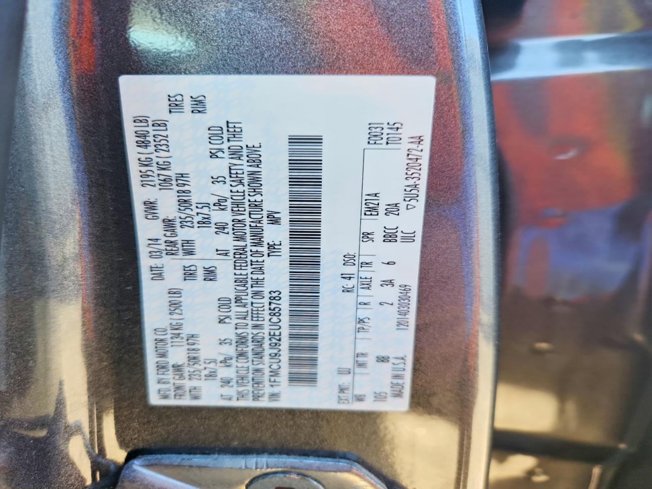 2014 Ford Escape Titanium Gray vin: 1FMCU9J92EUC85783