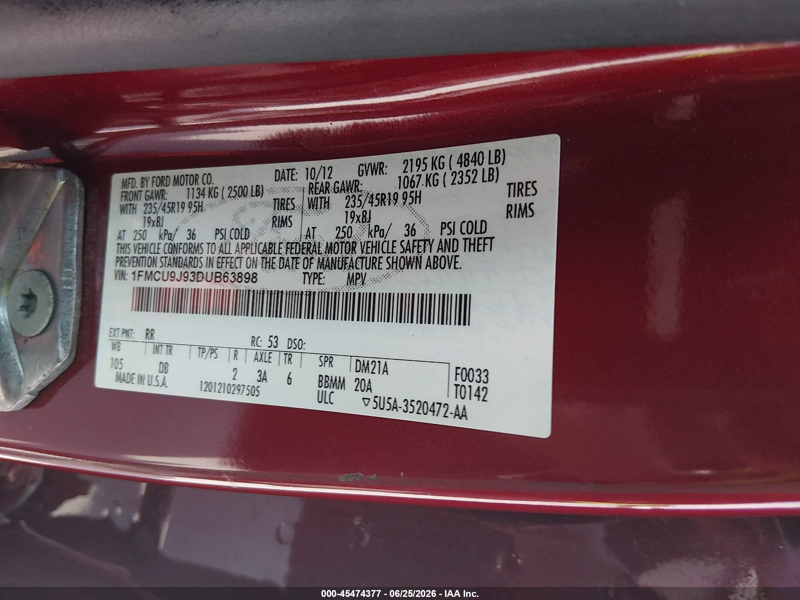 2013 Ford Escape Titanium Red vin: 1FMCU9J93DUB63898