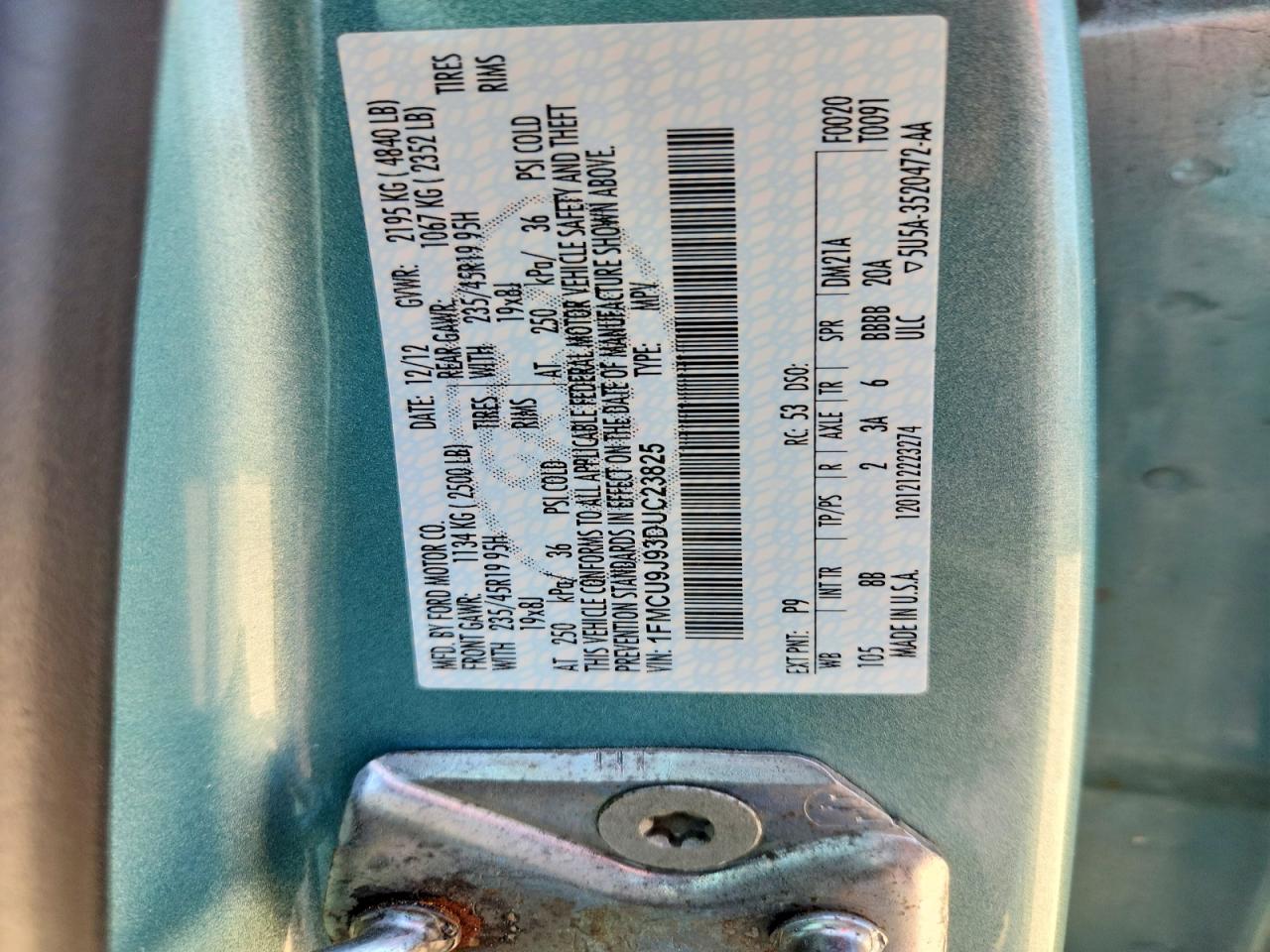 2013 Ford Escape Titanium Blue vin: 1FMCU9J93DUC23825