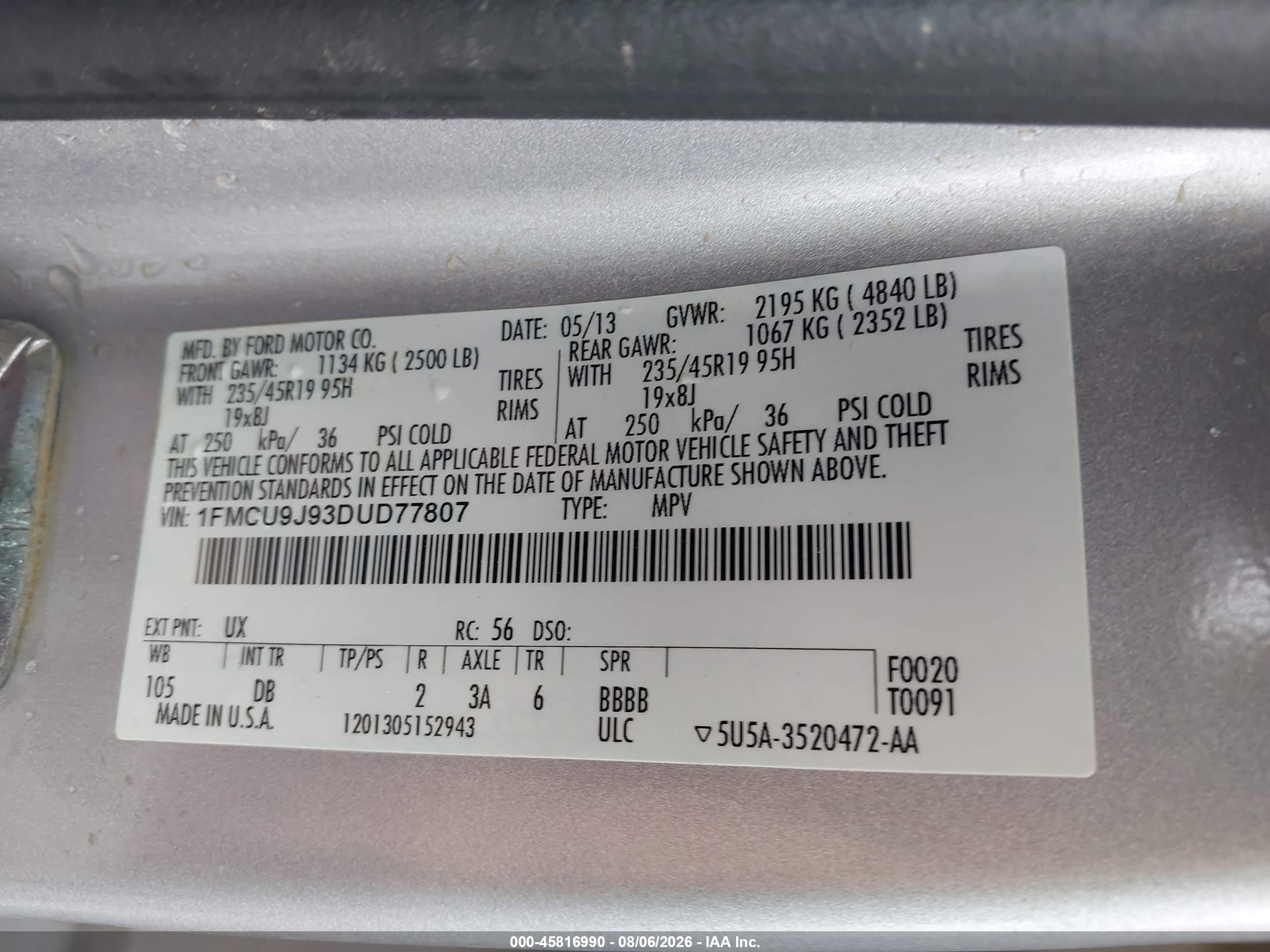 2013 Ford Escape Titanium Silver vin: 1FMCU9J93DUD77807