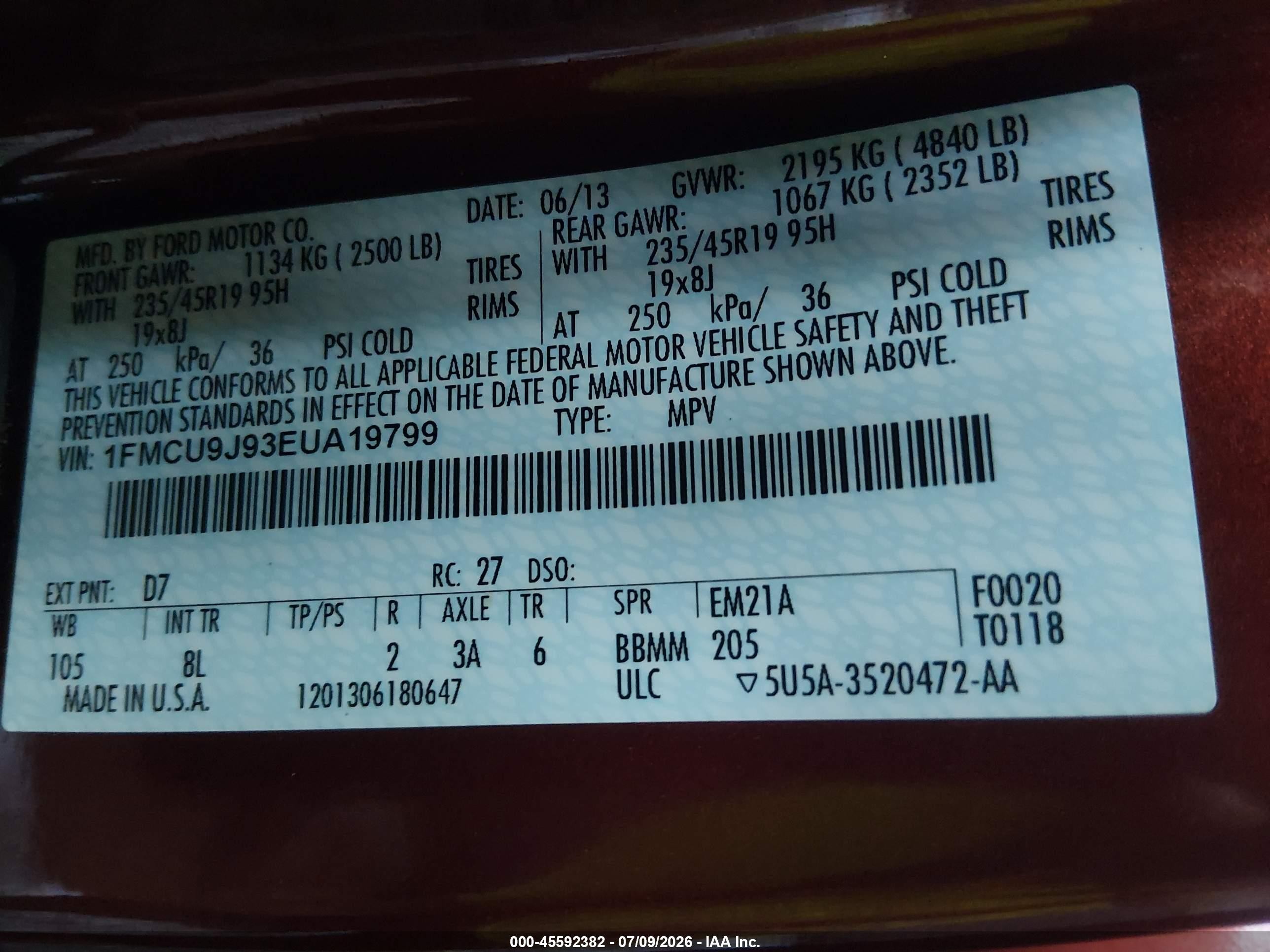 2014 Ford Escape Titanium Red vin: 1FMCU9J93EUA19799