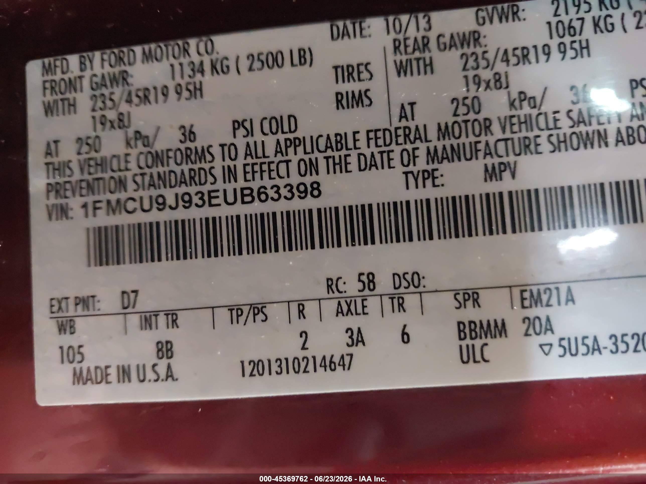 2014 Ford Escape Titanium Red vin: 1FMCU9J93EUB63398