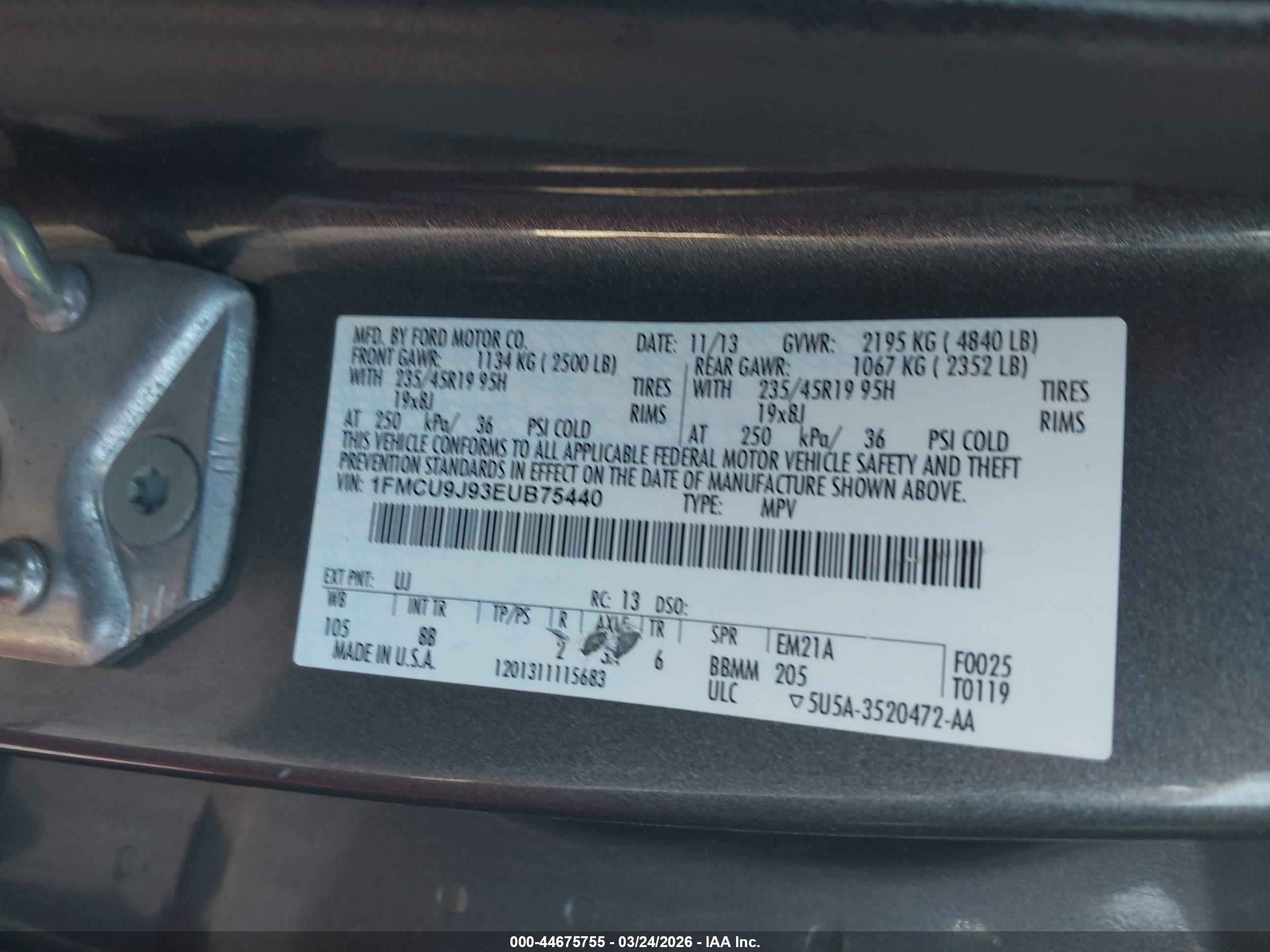 2014 Ford Escape Titanium Gray vin: 1FMCU9J93EUB75440