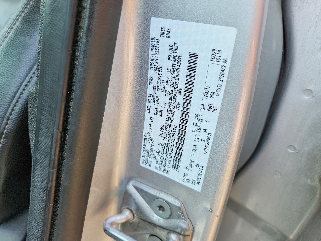 2014 Ford Escape Titanium Silver vin: 1FMCU9J93EUD08178