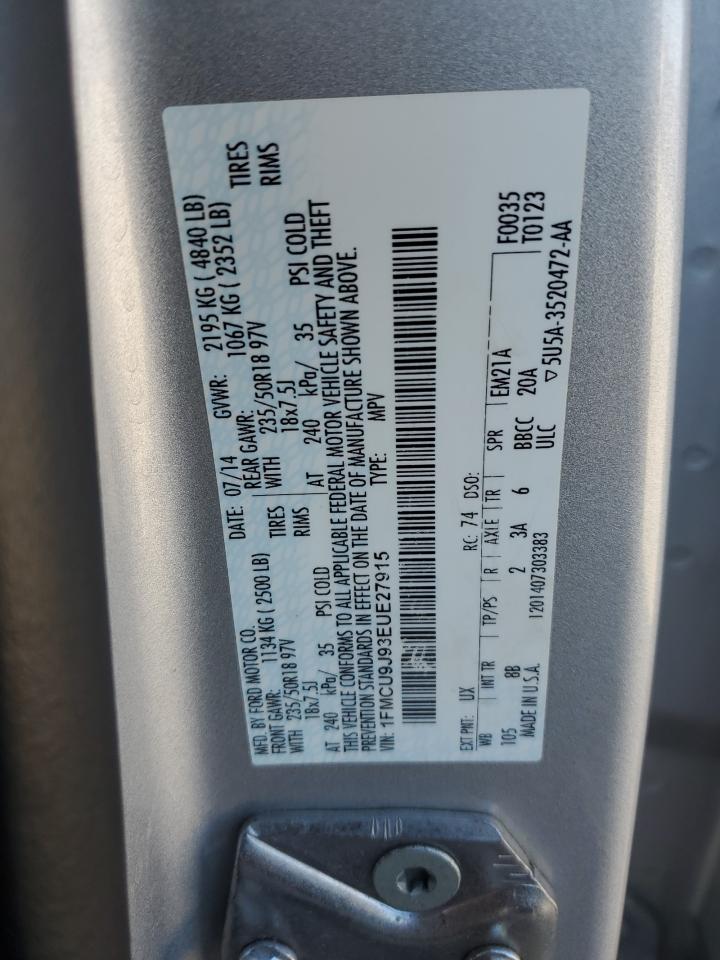 2014 Ford Escape Titanium Silver vin: 1FMCU9J93EUE27915