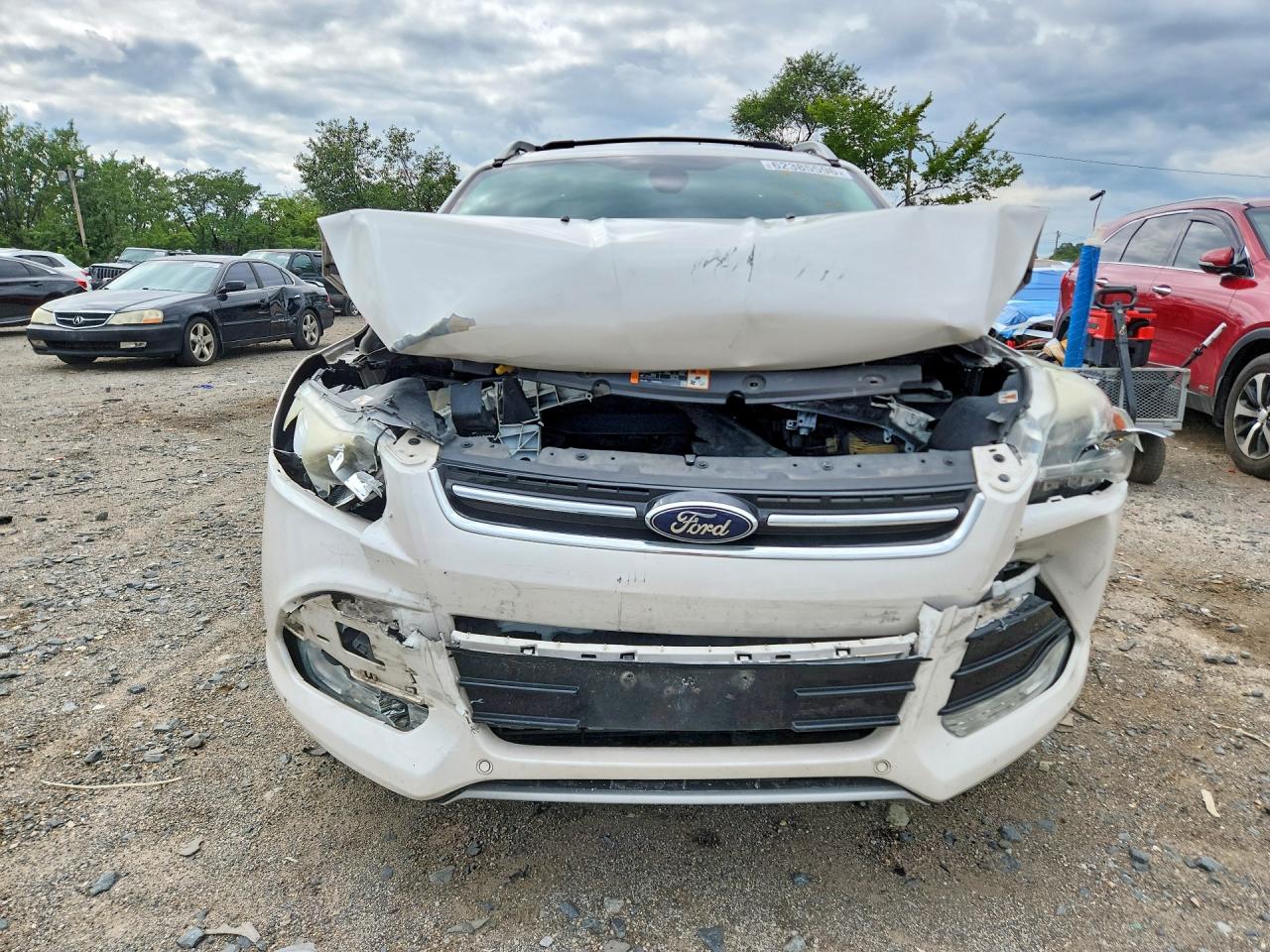2015 Ford Escape Titanium White vin: 1FMCU9J93FUB29169