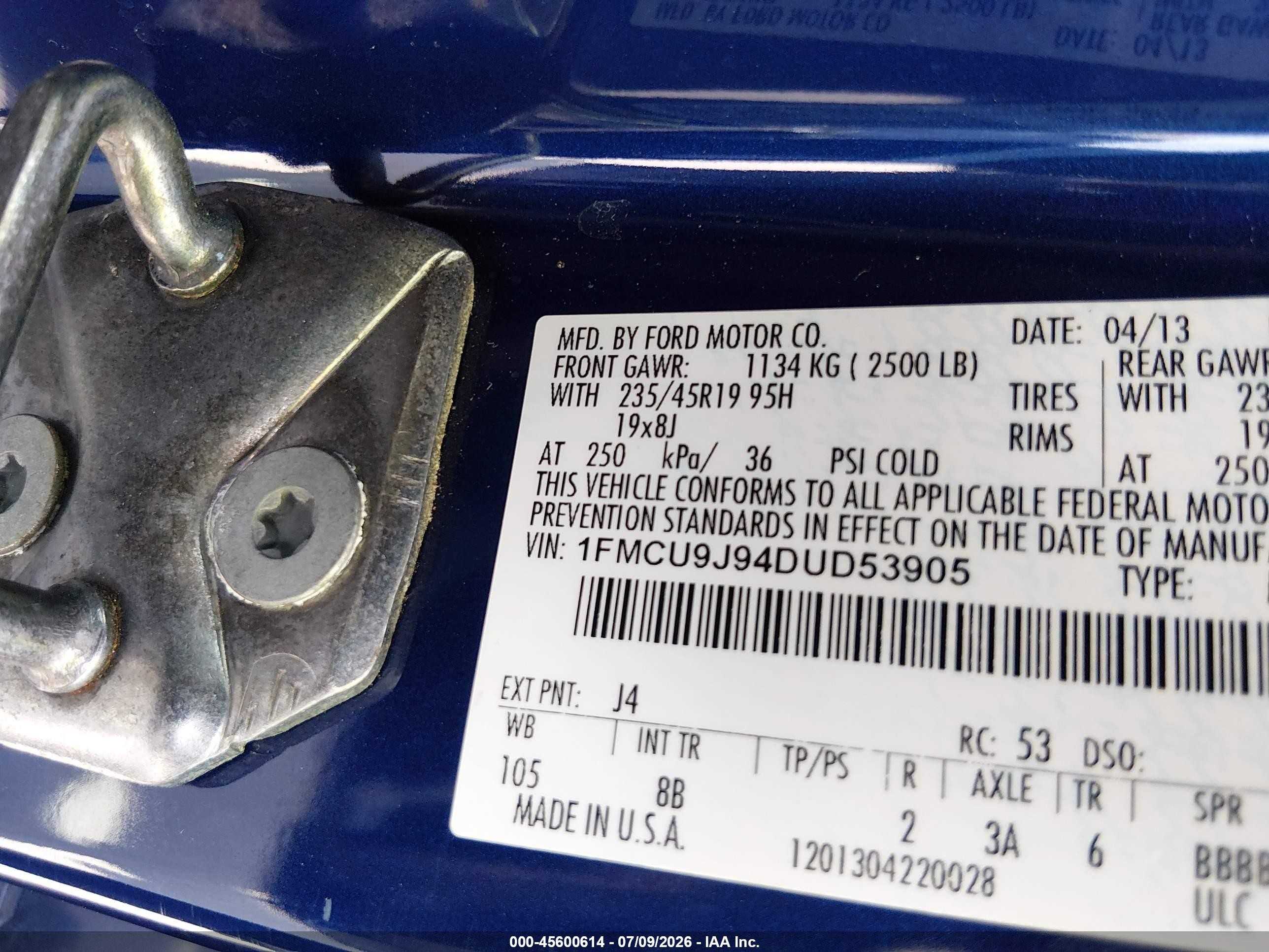 2013 Ford Escape Titanium Blue vin: 1FMCU9J94DUD53905