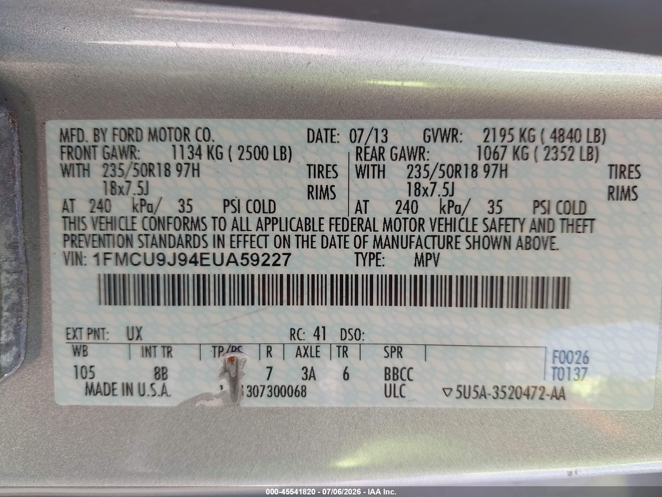 2014 Ford Escape Titanium Silver vin: 1FMCU9J94EUA59227
