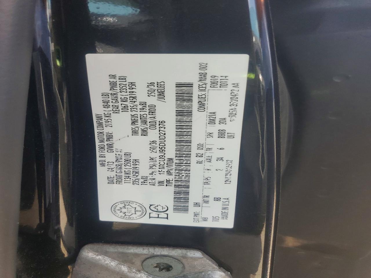2013 Ford Escape Titanium Black vin: 1FMCU9J95DUD27376
