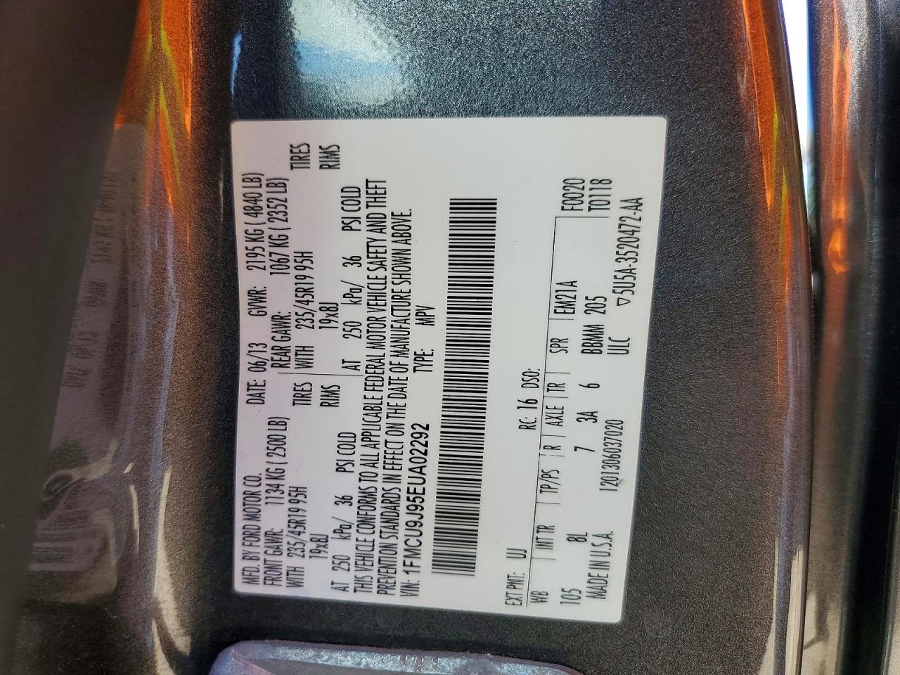 2014 Ford Escape Titanium Gray vin: 1FMCU9J95EUA02292